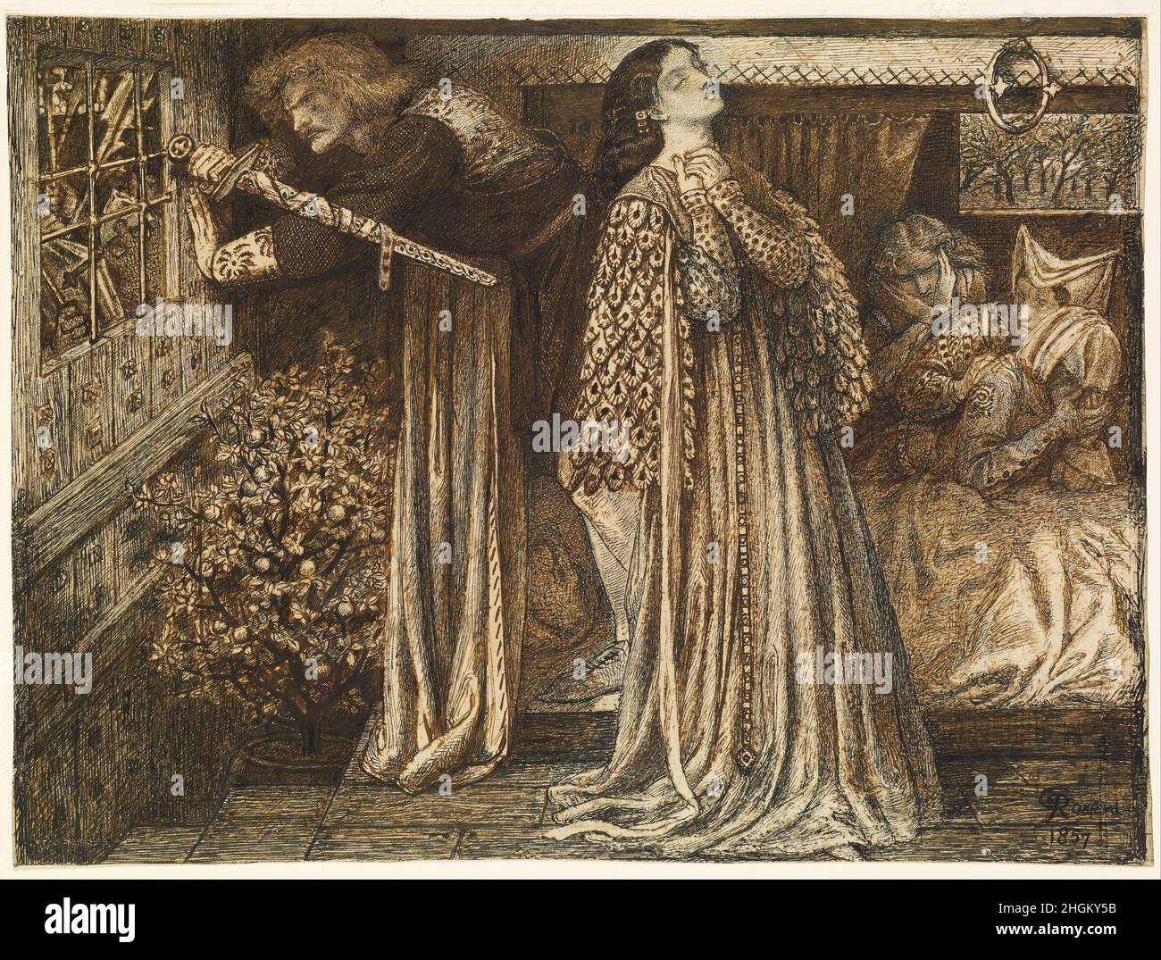 Dante Gabriel Rossetti - Sir Launcelot dans la chambre de la Reine Banque D'Images