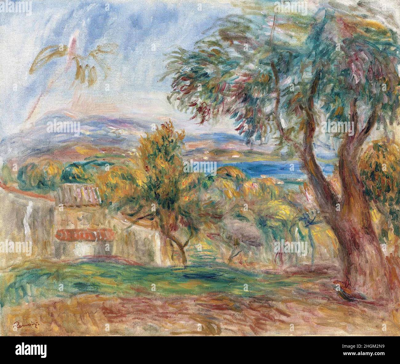 Renoir Auguste - Collection privée - Orangers et fond de mer - 1913 - huile sur toile 47 x 55,3 cm Banque D'Images