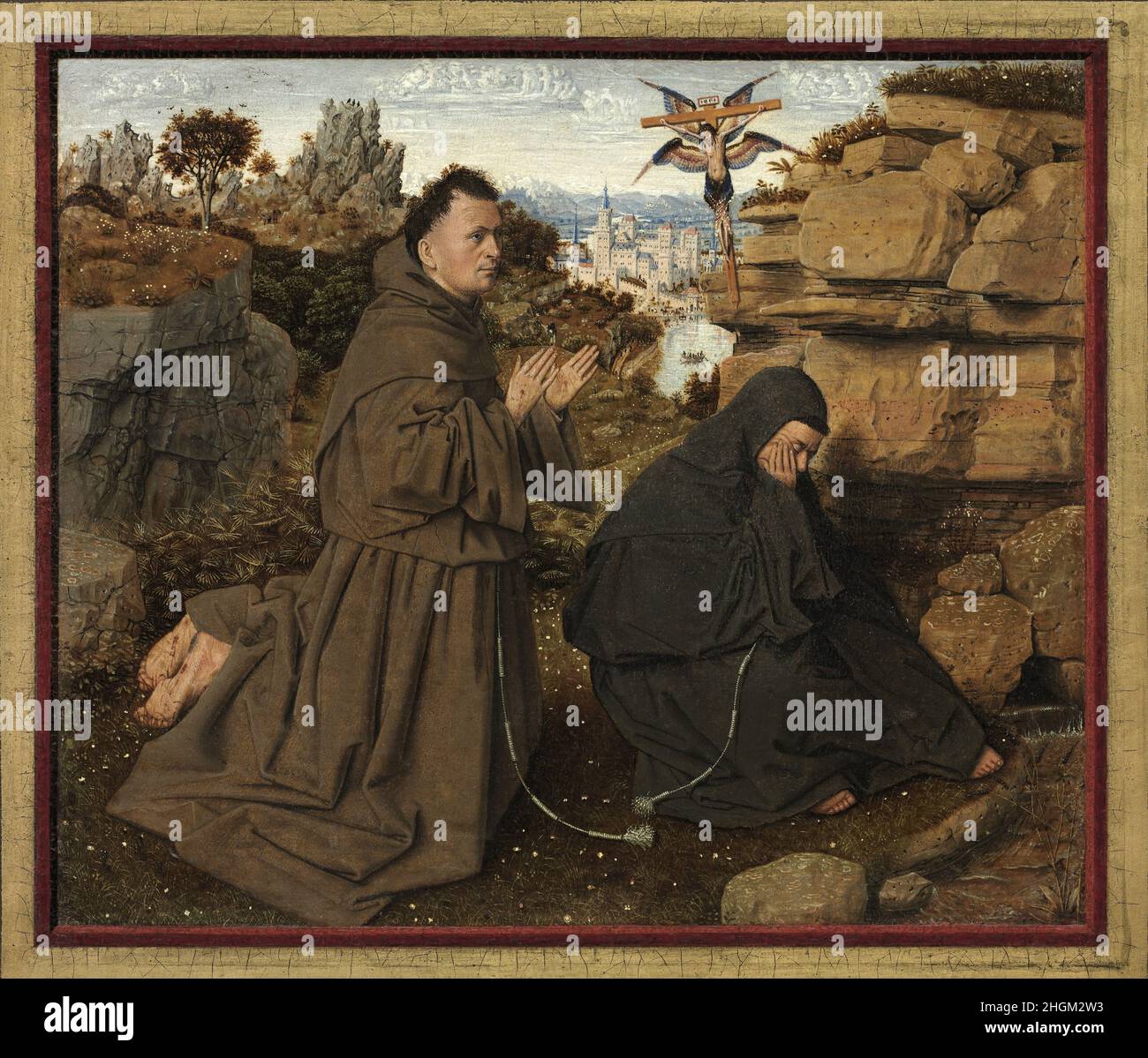 Stigmate di san Francesco - huile sur pergamena sur toile 12,5 x 14,5 cm - Van Eyck Jan Banque D'Images