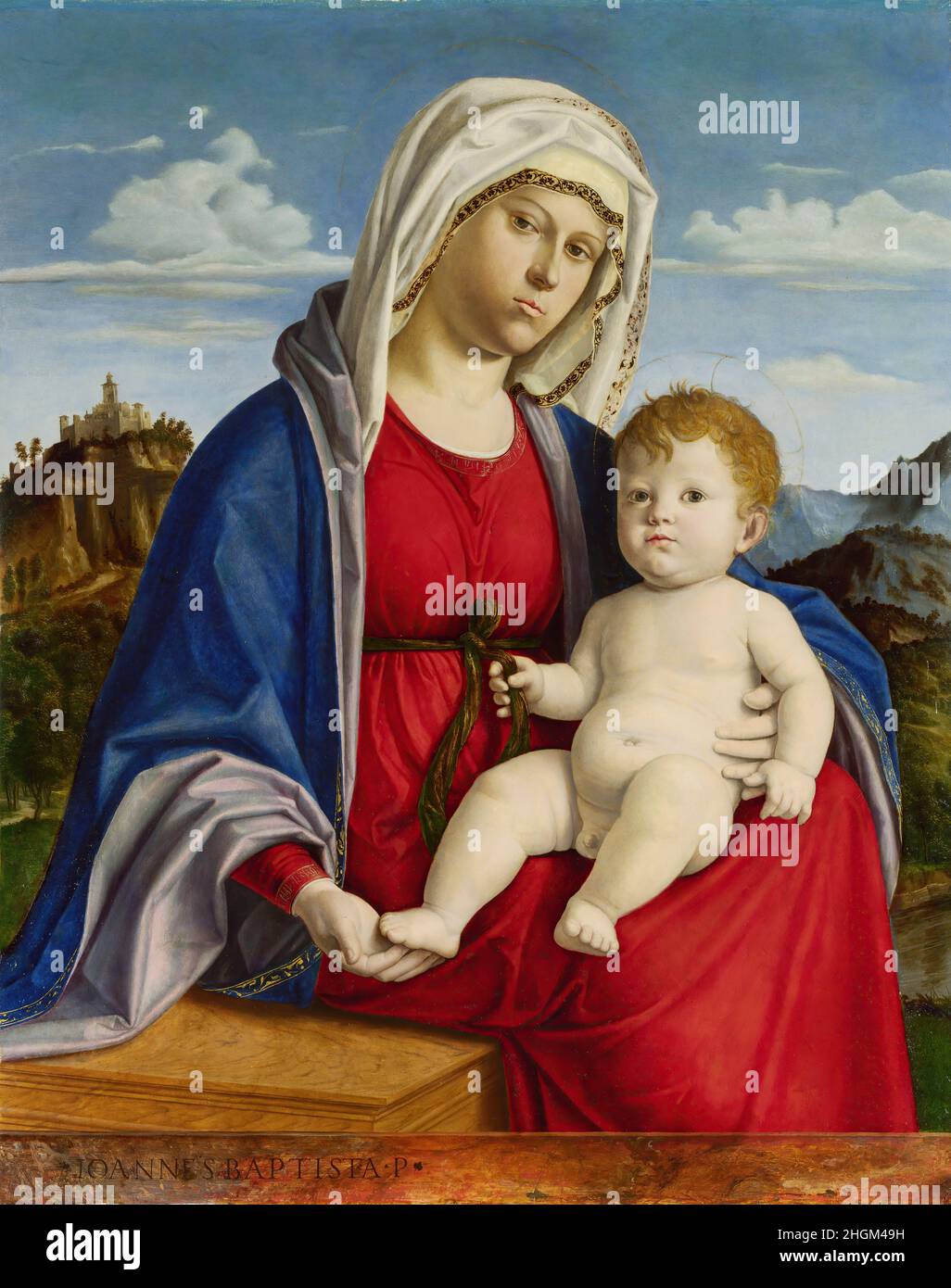 Madonna col bambino - huile sur bois 64,8 × 52,1 cm - mwxDa Conegliano Cima Banque D'Images