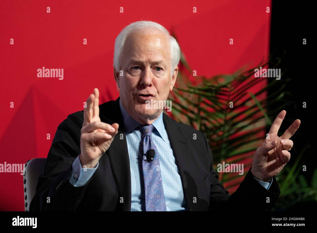 Austin, États-Unis.21st janvier 2022.Le sénateur américain John Cornyn, républicain du Texas, a exposé en détail ses nombreuses critiques à l'encontre de l'administration du président Biden lors d'un discours liminaire à la conférence politique annuelle de la Texas public Policy Foundation.©Bob Daemmrich Banque D'Images