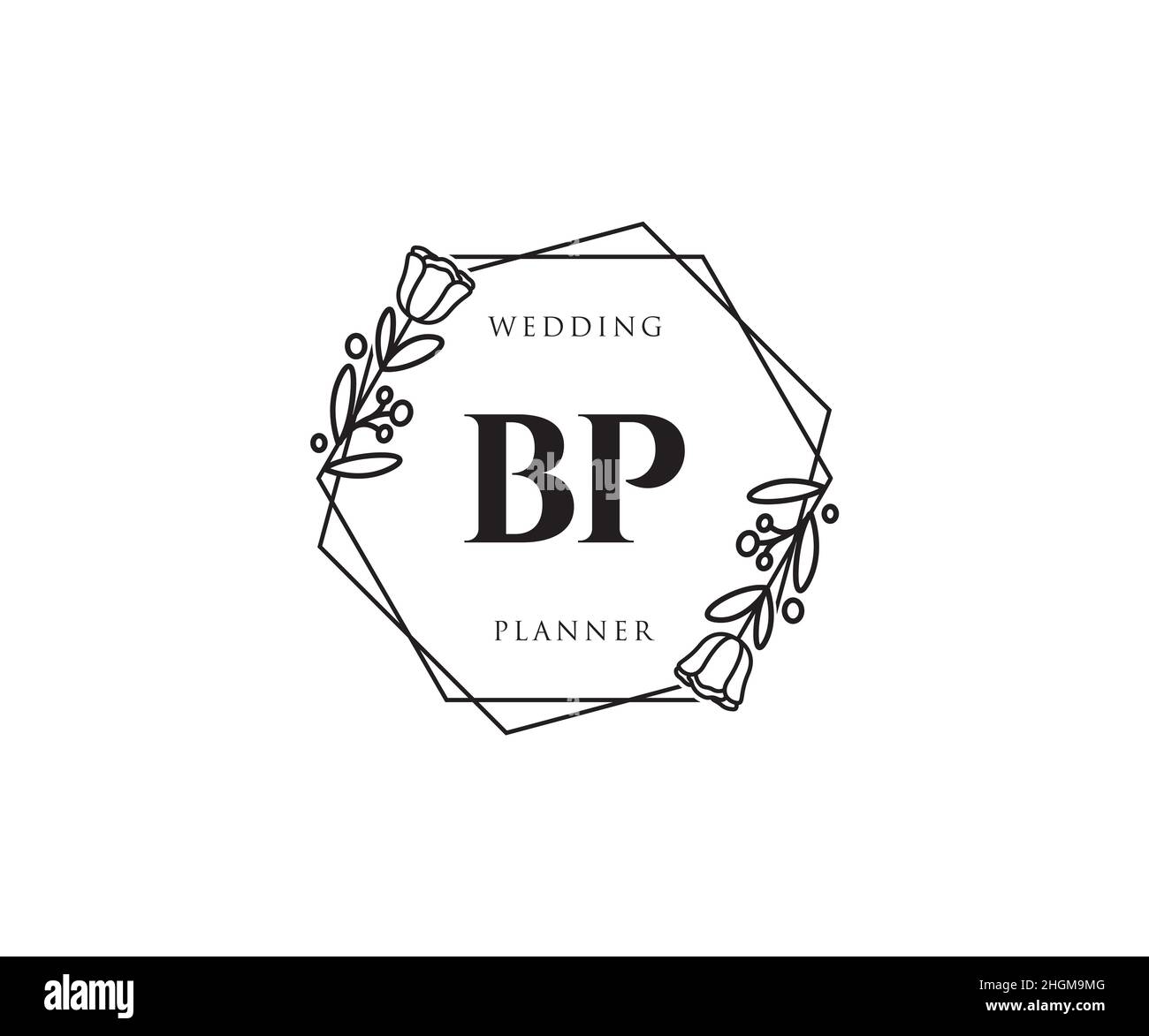 Logo BP féminin.Utilisable pour les logos nature, salon, Spa, cosmétique et Beauté.Elément de modèle de logo Flat Vector. Illustration de Vecteur