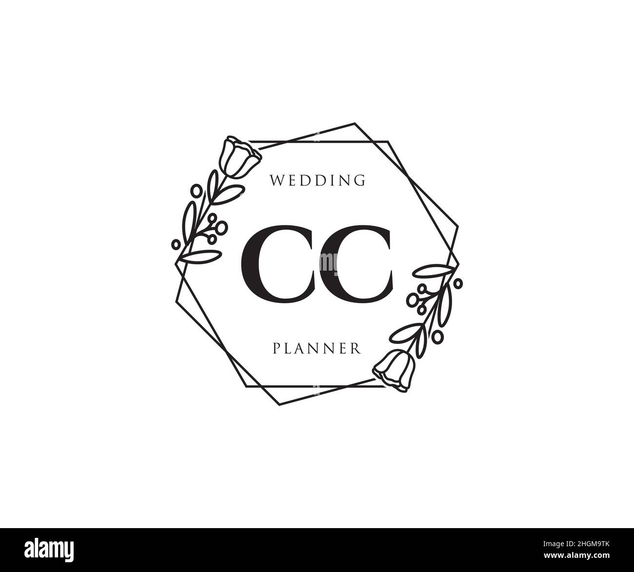 LOGO CC féminin.Utilisable pour les logos nature, salon, Spa, cosmétique et Beauté.Elément de modèle de logo Flat Vector. Illustration de Vecteur