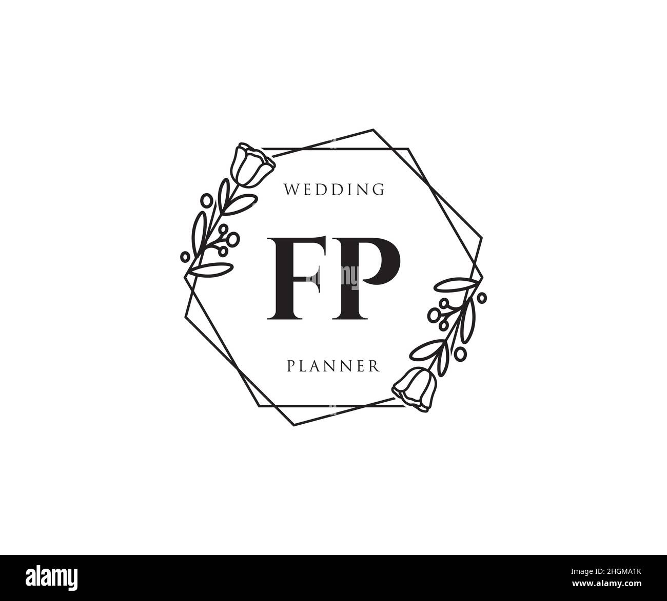 Logo FP féminin.Utilisable pour les logos nature, salon, Spa, cosmétique et Beauté.Elément de modèle de logo Flat Vector. Illustration de Vecteur