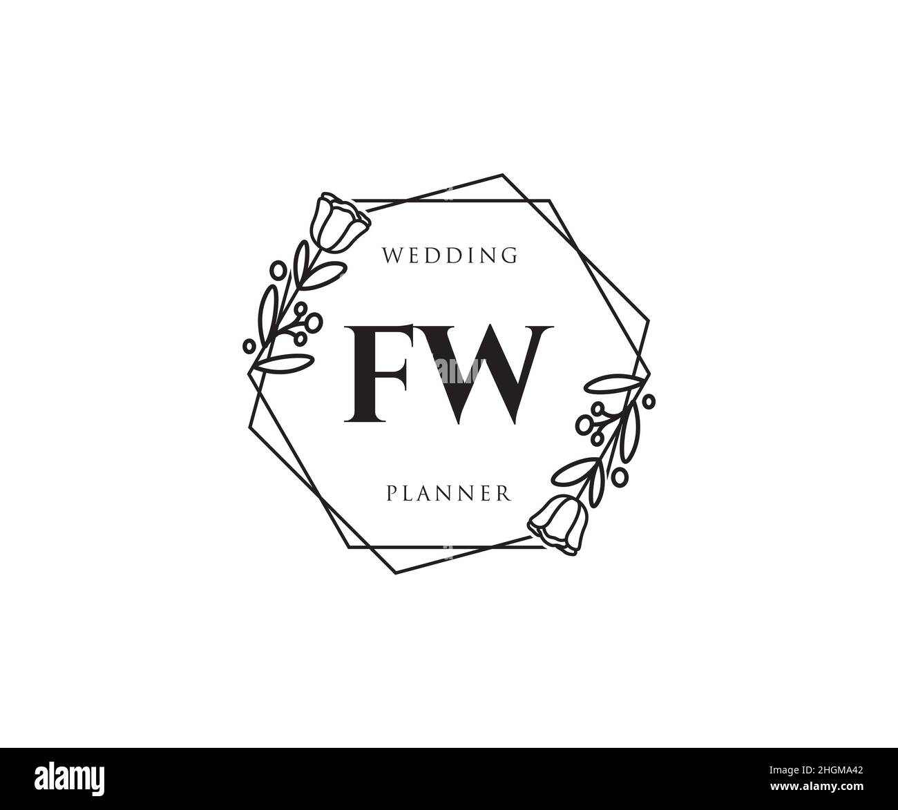 Logo FW féminin.Utilisable pour les logos nature, salon, Spa, cosmétique et Beauté.Elément de modèle de logo Flat Vector. Illustration de Vecteur