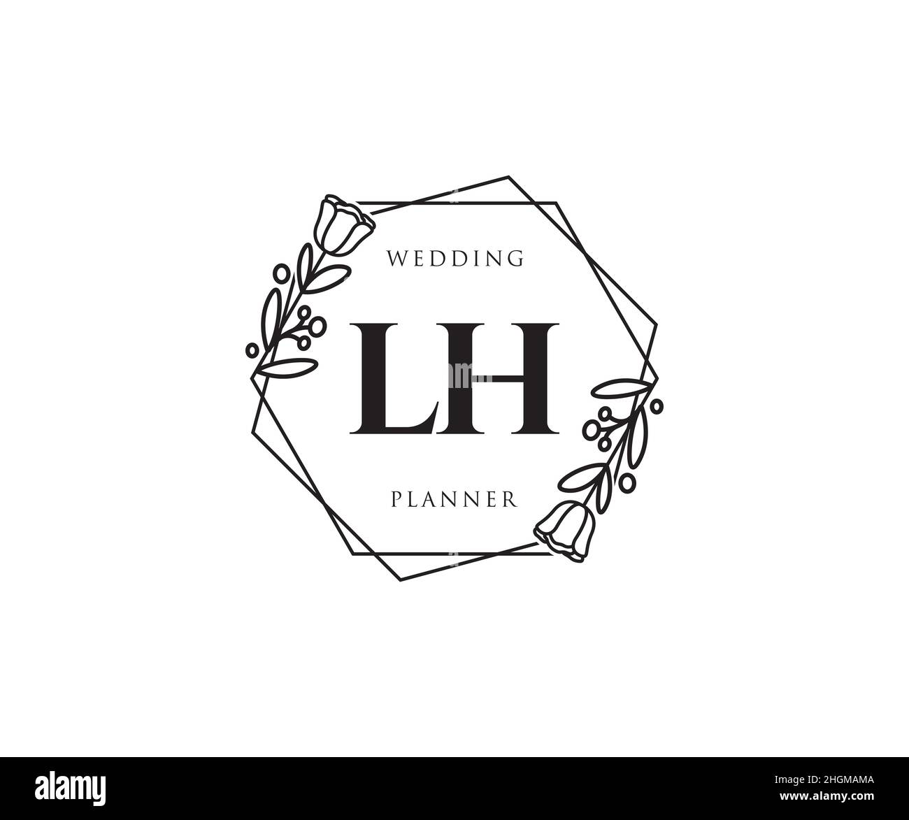 Logo LH féminin.Utilisable pour les logos nature, salon, Spa, cosmétique et Beauté.Elément de modèle de logo Flat Vector. Illustration de Vecteur