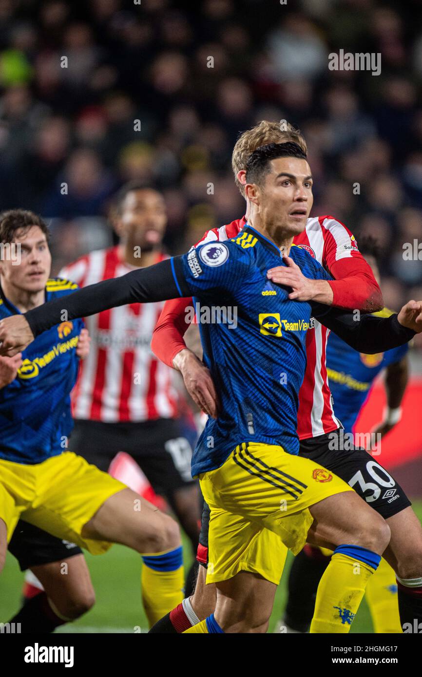 BRENTFORD, ANGLETERRE - JANVIER 19 : Cristiano Ronaldo de Manchester United lors du match de Premier League entre Brentford et Manchester United à Bre Banque D'Images