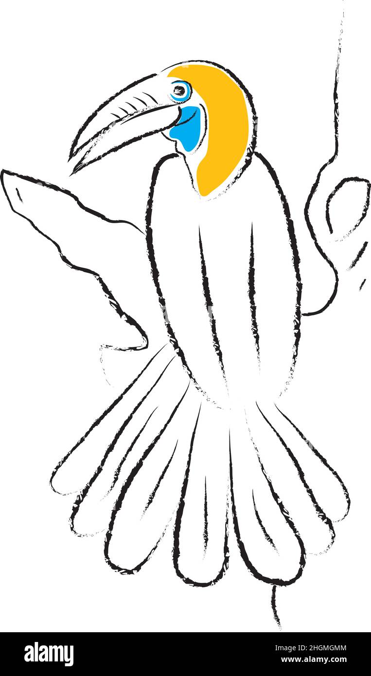 Oiseau Hornbill.Illustration vectorielle superposée facile à modifier. Illustration de Vecteur