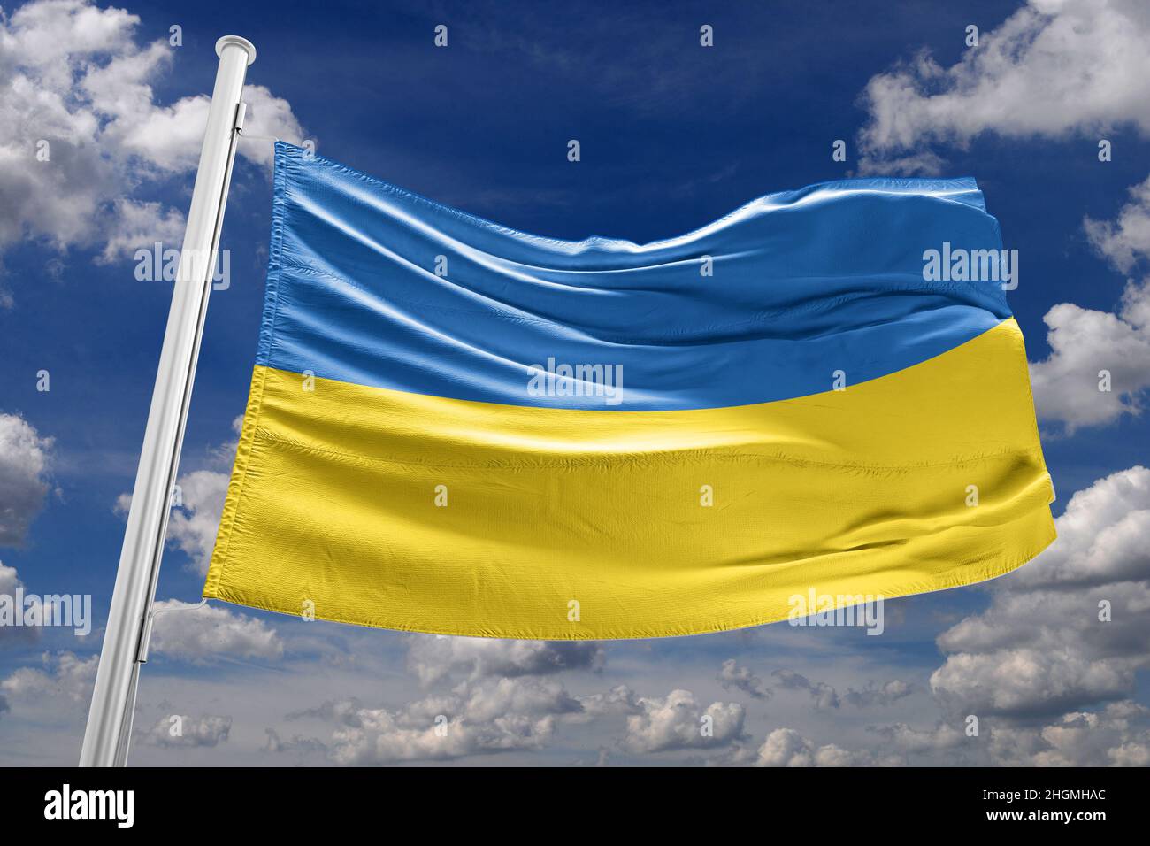 Le drapeau de l'Ukraine est une bannière de deux bandes horizontales de  taille égale de bleu et de jaune Photo Stock - Alamy