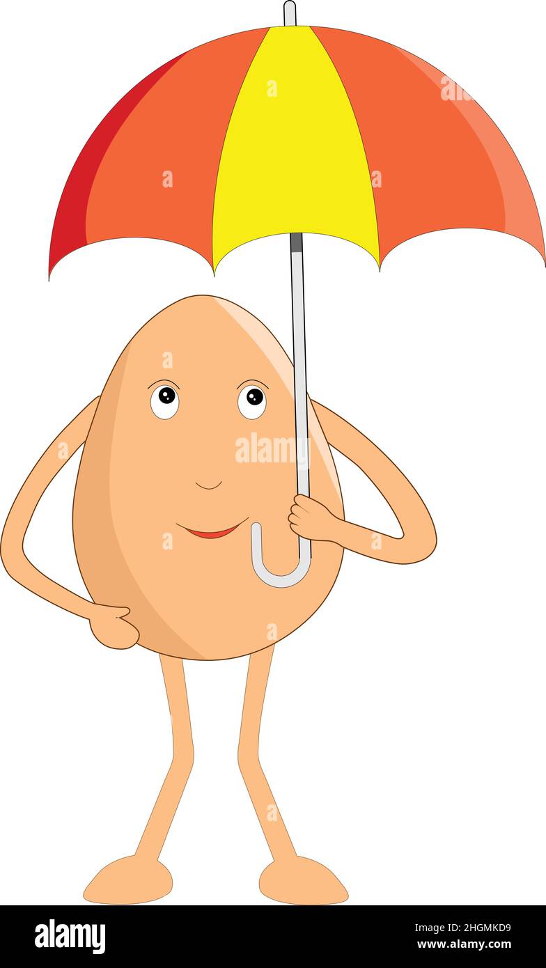 Dessin animé sur le thème des œufs indiens - bon œuf avec parapluie.Illustration vectorielle. Illustration de Vecteur