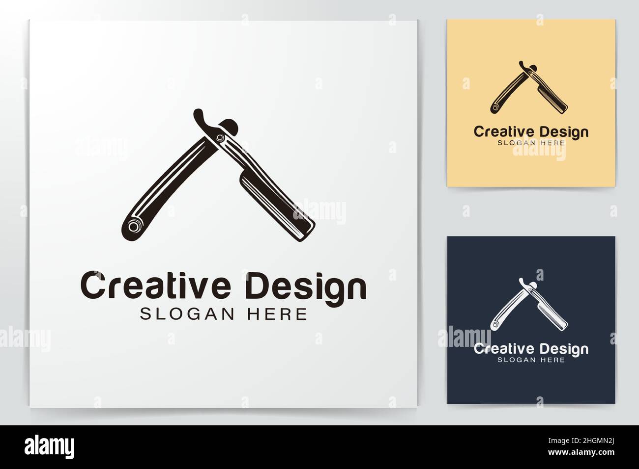 Lame de rasoir ancienne. Idées de logo de barbershop. Logo inspiration. Illustration Du Vecteur De Modèle. Isolé Sur Fond Blanc Illustration de Vecteur