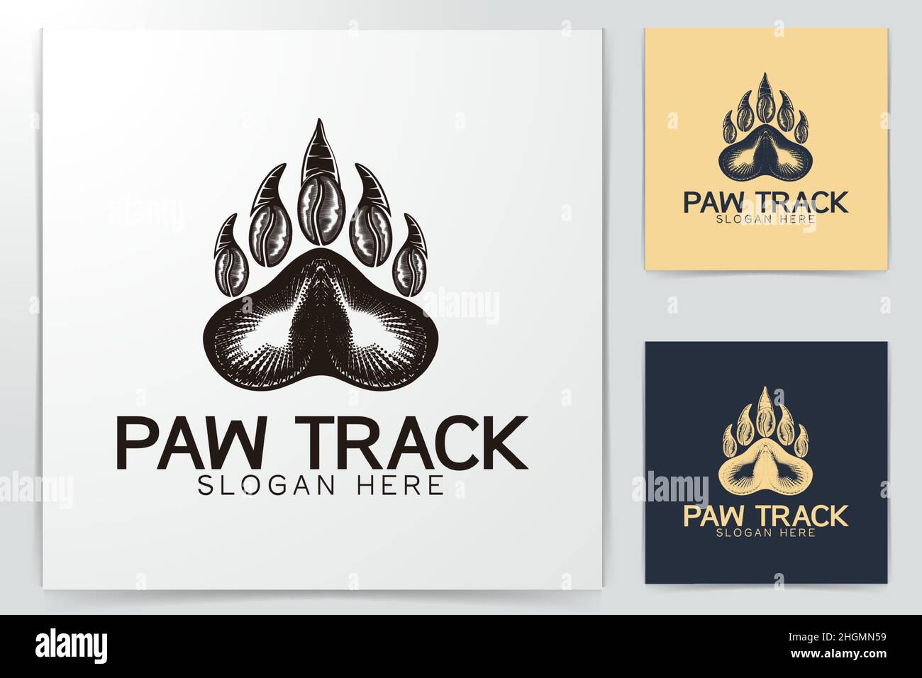 Idées de logo Bear Paw Trail. Logo inspiration. Illustration Du Vecteur De Modèle. Isolé Sur Fond Blanc Illustration de Vecteur