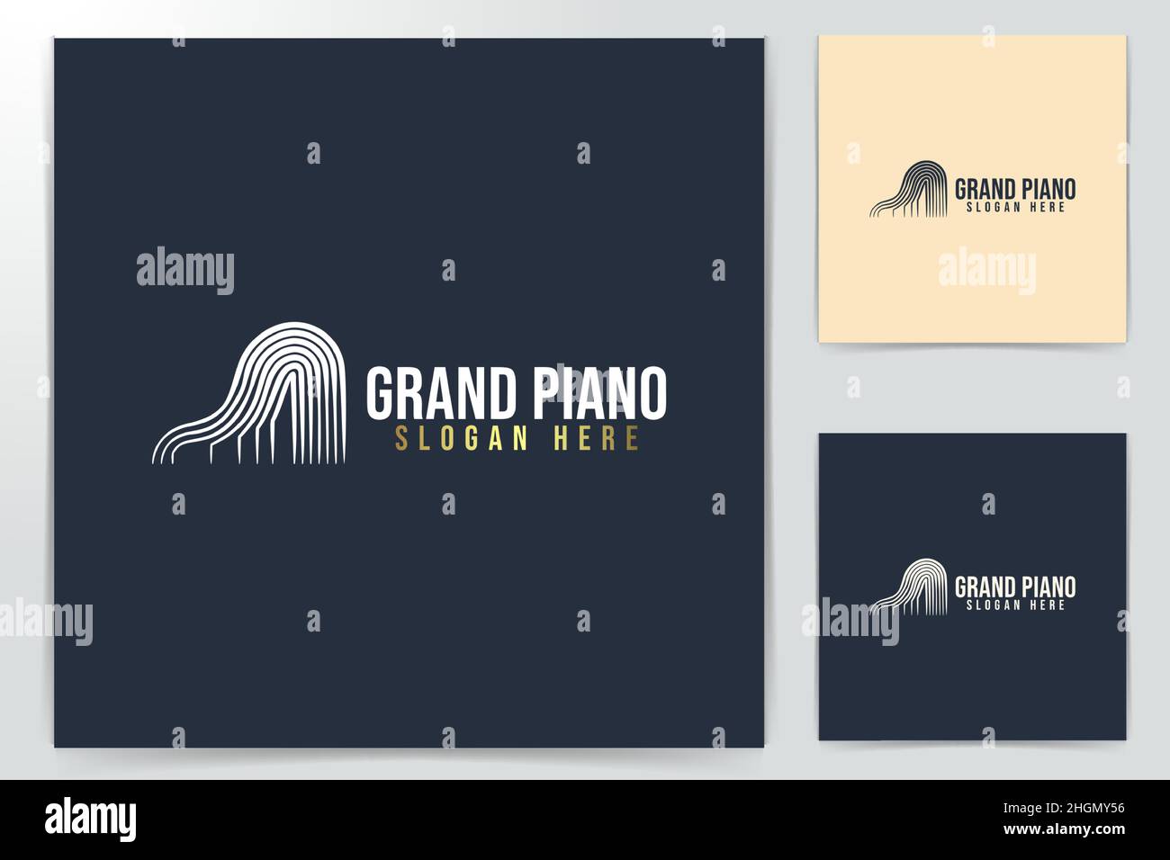 Idées De Piano De Grand. Logo inspiration. Illustration Du Vecteur De Modèle. Isolé Sur Fond Blanc Illustration de Vecteur