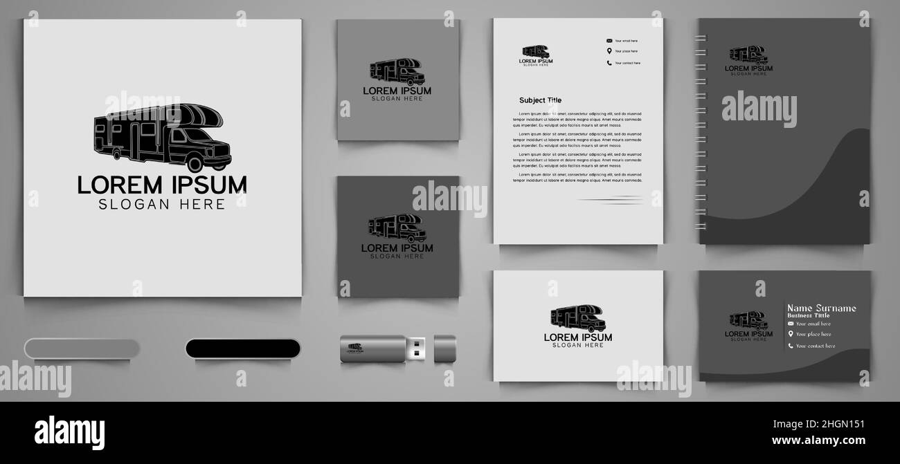 Modèle de package de marque commercial pour le logo de la marque Truck Food Designs inspiration Isolated on White Background Illustration de Vecteur