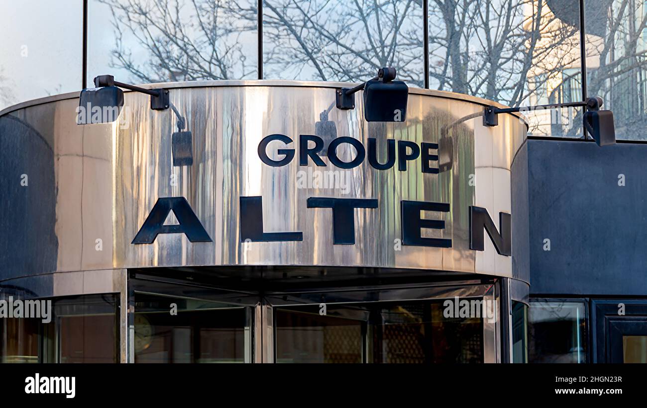 Inscrivez-vous à l'entrée du siège social du groupe Alten, leader européen DES services INFORMATIQUES en ingénierie et conseil de haute technologie Banque D'Images