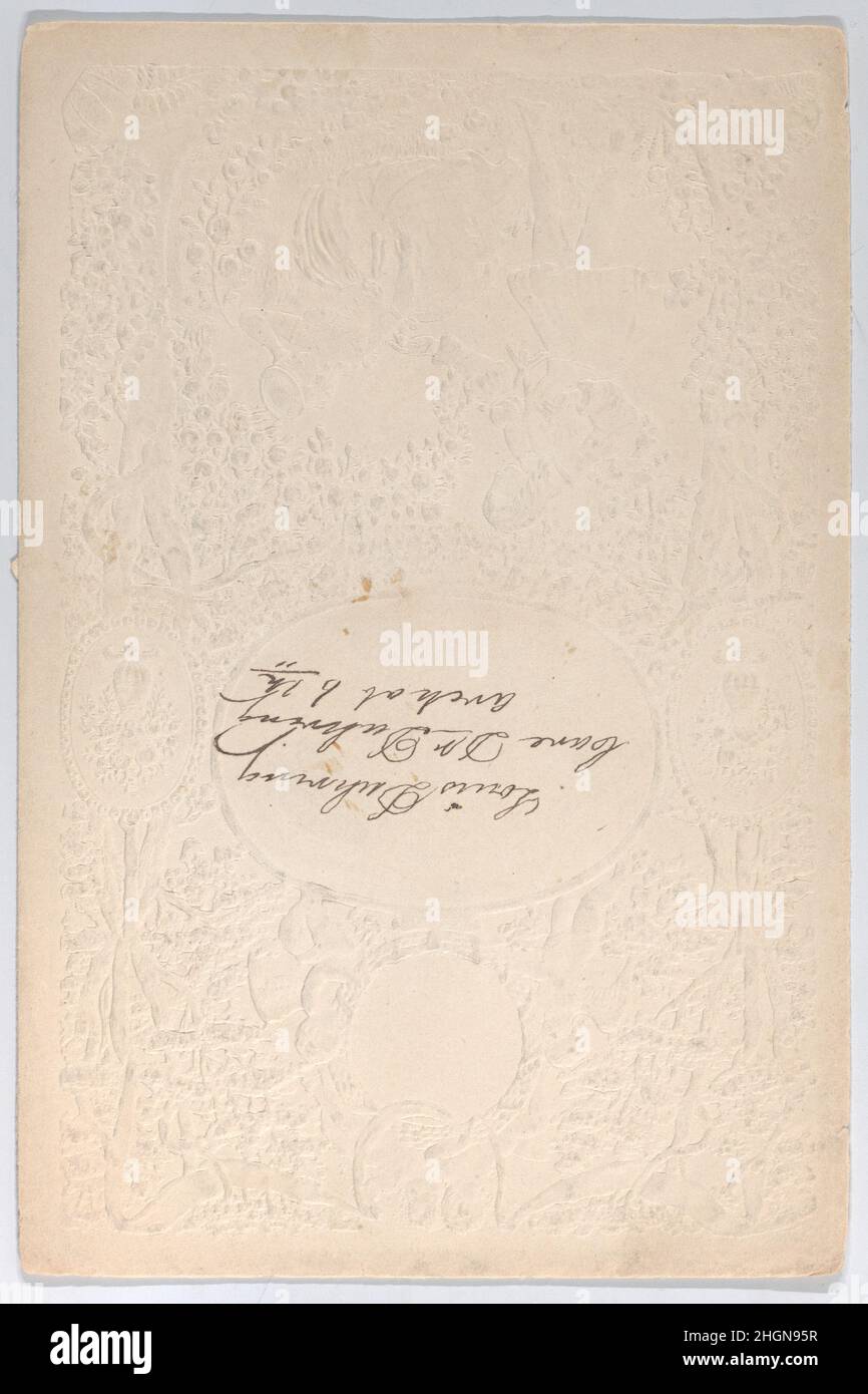 Saint-Valentin ca.1860 Anonyme.Saint-Valentin.Anonyme. Env.1860. Papier à dentelle ajourée en relief caméo, aquarelle, grattoir découpé, papier doré et argenté, satin, soie moirée, encre Banque D'Images