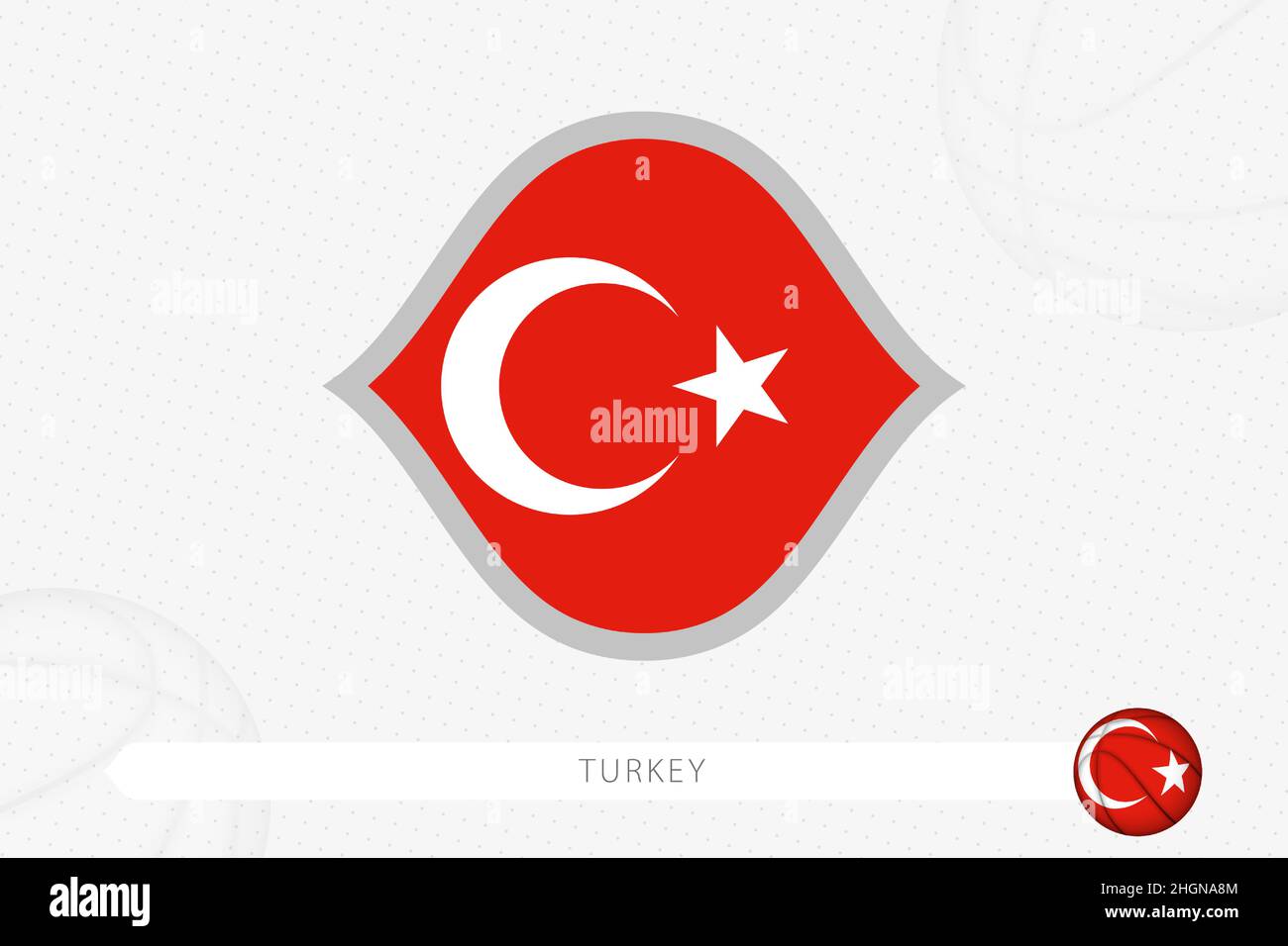 Drapeau de la Turquie pour la compétition de basket-ball sur fond gris.Illustration de vecteur sportif. Illustration de Vecteur