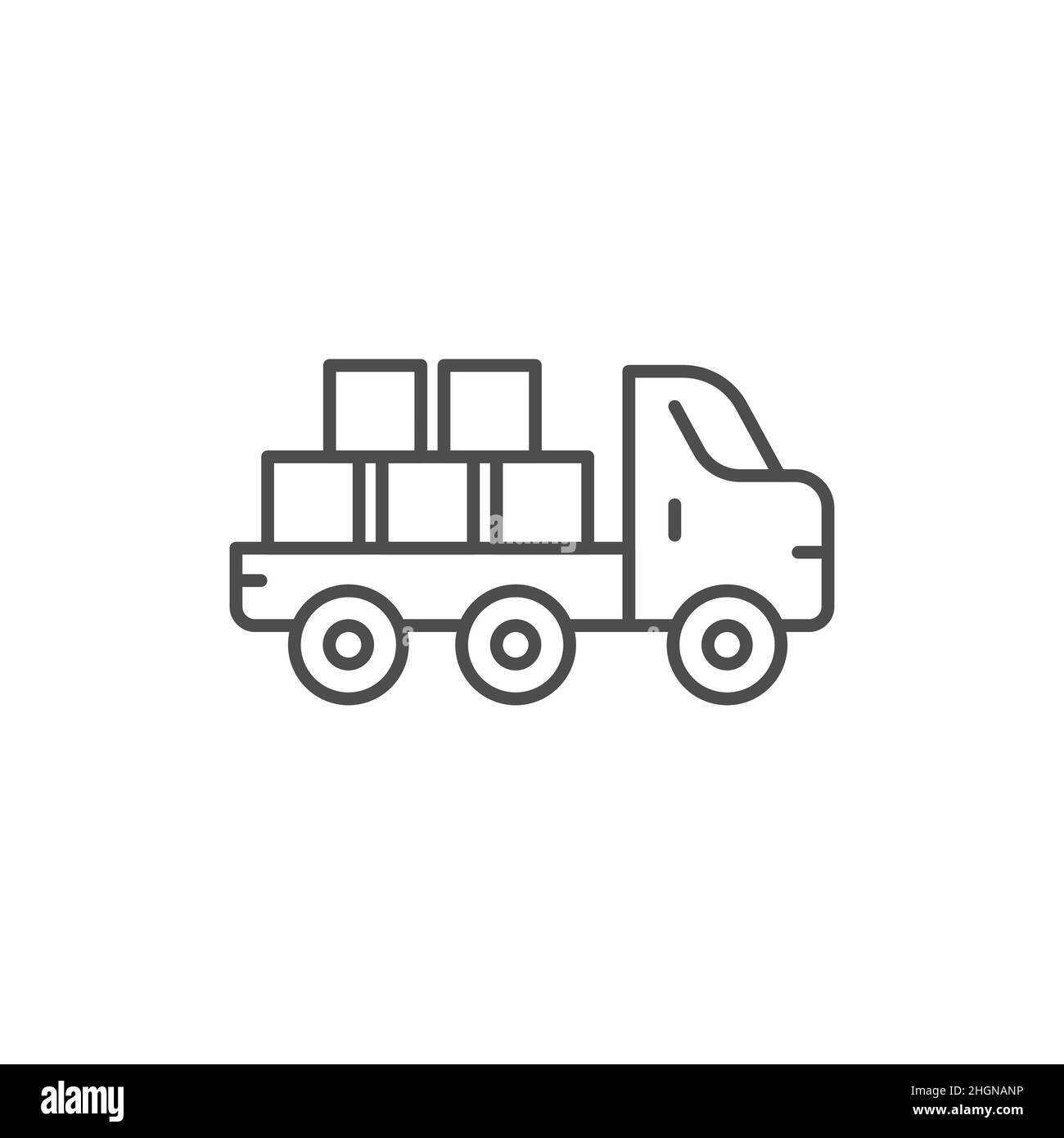 Icône de la gamme de camions à plat. Signe de style linéaire pour le concept mobile et la conception de Web.Icône de vecteur de contour chariot avec briques.Symbole des machines de construction, log Illustration de Vecteur