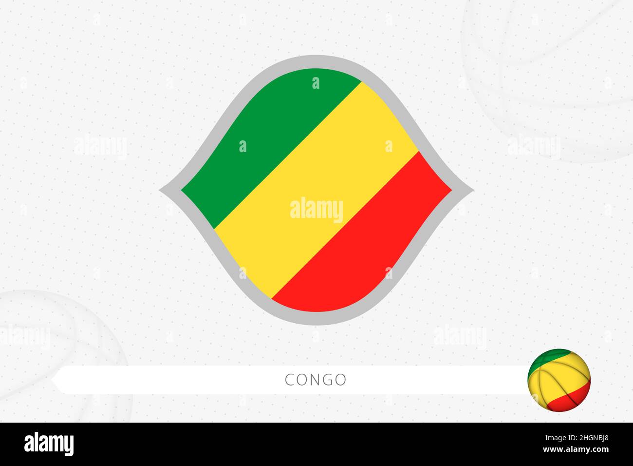 Drapeau du Congo pour la compétition de basket-ball sur fond gris.Illustration de vecteur sportif. Illustration de Vecteur