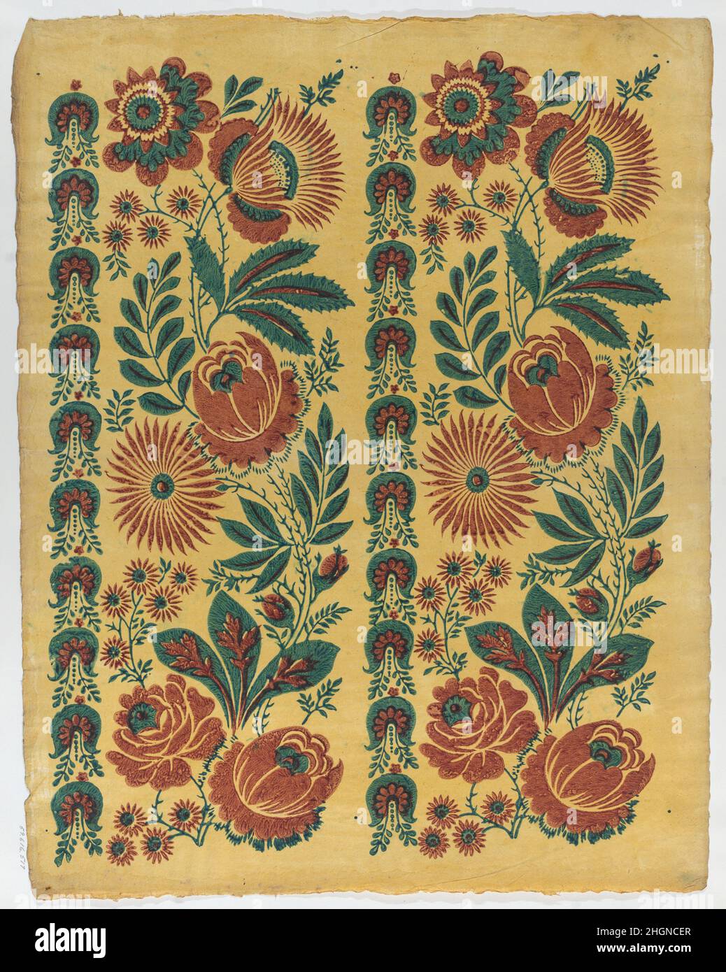 Feuille avec deux frontières florales 18th Century Anonyme.Feuille à deux bordures fleuries.Anonyme , 18th siècle.18th siècle.Relief imprimé (bois ou métal).Imprime Banque D'Images