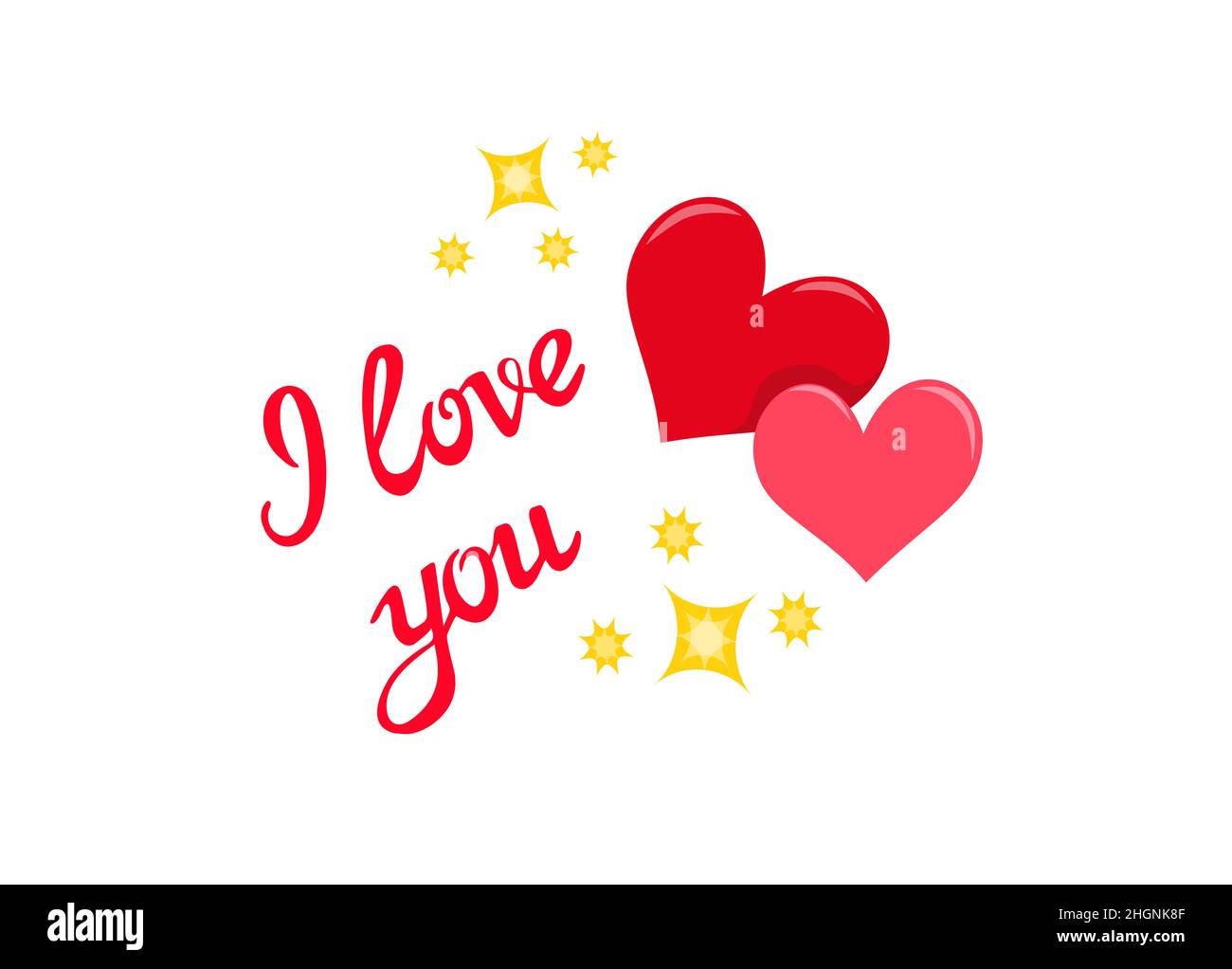 Je T Aime Simple Brosse Lettrage Message D Inspiration Slogan Citation Avec Deux Coeurs Et Etoiles Dorees Brillantes Expression Dessinee A La Main Modifiable Image Vectorielle Stock Alamy