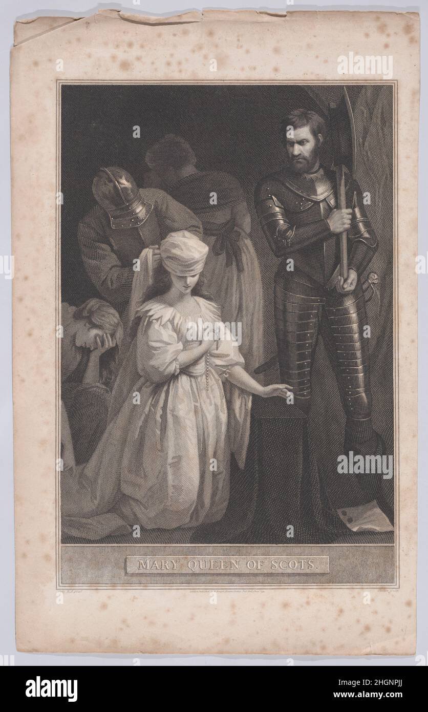 Mary, Reine des Écossais au bloc d'exécution (de 'l'Histoire de l'Angleterre') juin 1795 David Hume British, Scottish Robert Bowyer a commandé cet imprimé pour son édition 1806 de 'l'Histoire de l'Angleterre' de David Hume.Il reproduit une grande peinture à l'huile d'Opie, exposée à la galerie historique de Bowyer, de 1793 à 1806, maintenant non localisée.Marie, Reine des Écossais au bloc d'exécution (de 'l'histoire de l'Angleterre').William Skelton (Grande-Bretagne, Londres 1763–1848 Londres).Juin 1795.Gravure et gravure.Robert Bowyer (britannique, Portsmouth 1758–1834 Byfleet, Surrey).Mary, Reine des Écossais (Britannique, Linlithg Banque D'Images