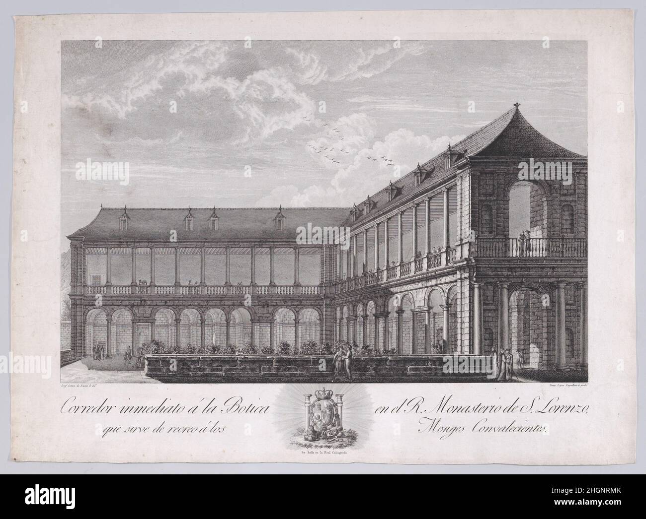 Vue sur un couloir intérieur du monastère de l'Escorial, depuis une série de vues sur l'Escorial CA.1790–1800 Tomás López Enguidanos.Vue sur un couloir intérieur du monastère de l'Escorial, depuis une série de vues sur l'Escorial.Tomás López Enguidanos (espagnol, 1760/73–1812/14). Env.1790–1800.Gravure et gravure.Calcografía Real, Madrid.Imprime Banque D'Images