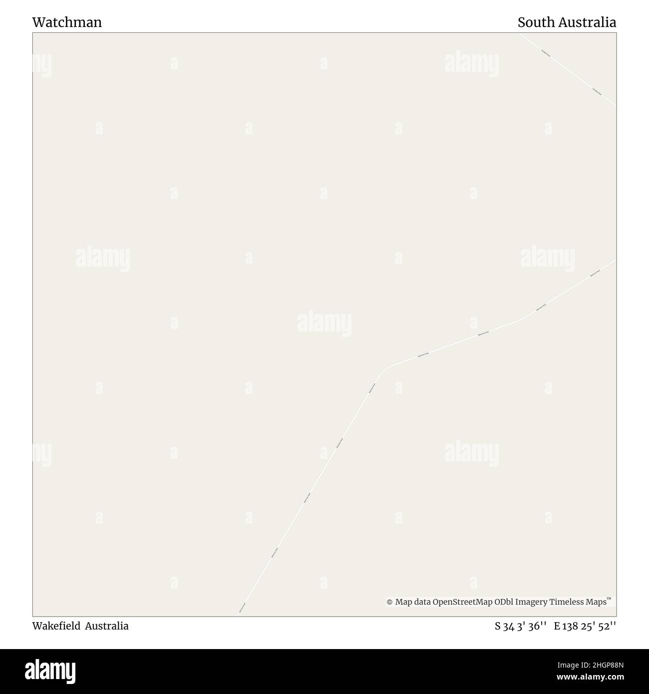 Watchman, Wakefield, Australie, Australie du Sud, S 34 3' 36'', E 138 25' 52'', carte, Timeless Map publié en 2021.Les voyageurs, les explorateurs et les aventuriers comme Florence Nightingale, David Livingstone, Ernest Shackleton, Lewis et Clark et Sherlock Holmes se sont appuyés sur des cartes pour planifier leurs voyages dans les coins les plus reculés du monde. Timeless Maps dresse la carte de la plupart des sites du monde, montrant ainsi la réalisation de grands rêves Banque D'Images