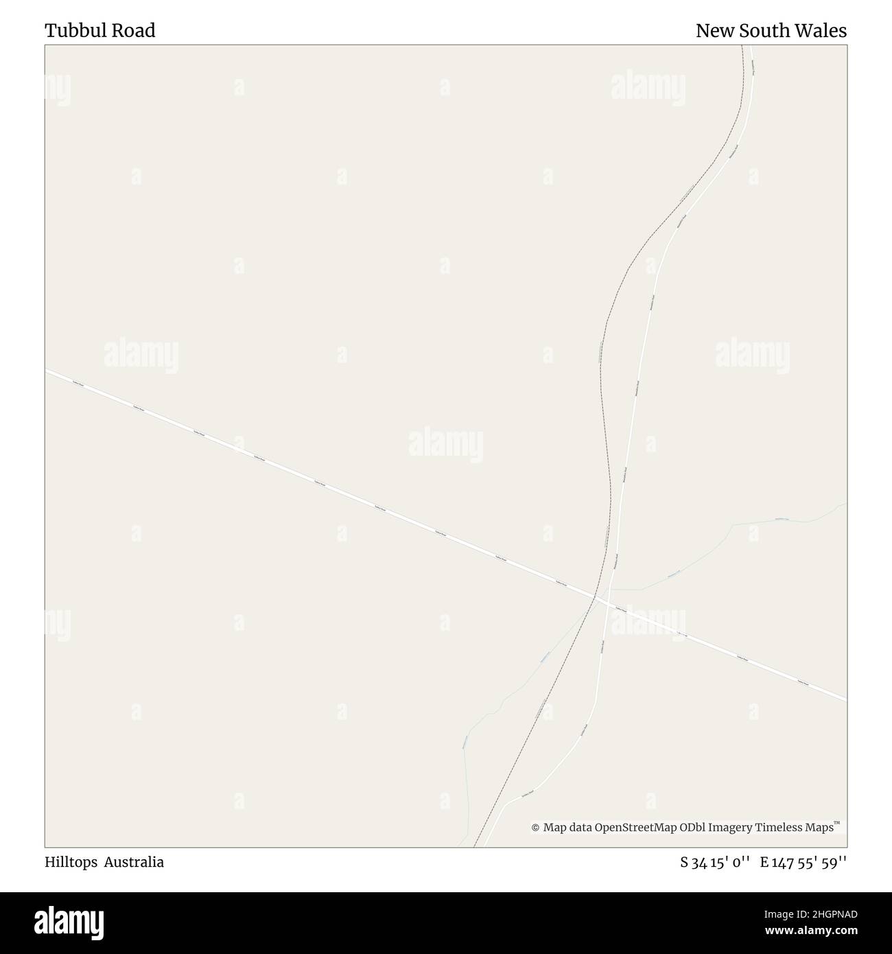 Tubbul Road, Hilltops, Australie, Nouvelle-Galles du Sud, S 34 15' 0'', E 147 55' 59'', carte, carte intemporelle publiée en 2021.Les voyageurs, les explorateurs et les aventuriers comme Florence Nightingale, David Livingstone, Ernest Shackleton, Lewis et Clark et Sherlock Holmes se sont appuyés sur des cartes pour planifier leurs voyages dans les coins les plus reculés du monde. Timeless Maps dresse la carte de la plupart des sites du monde, montrant ainsi la réalisation de grands rêves Banque D'Images