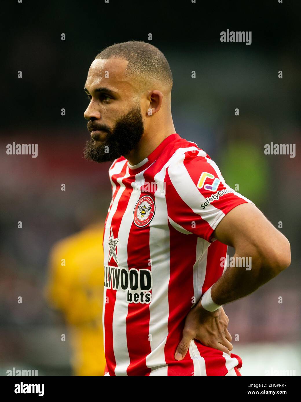 LONDRES, ROYAUME-UNI.22nd JANV. Bryan Mbeumo de Brentford regarde pendant le match de la Premier League entre Brentford et Wolverhampton Wanderers au Brentford Community Stadium, Brentford, le samedi 22nd janvier 2022.(Crédit : Juan Gasparini | ACTUALITÉS MI) crédit : ACTUALITÉS MI et sport /Actualités Alay Live Banque D'Images