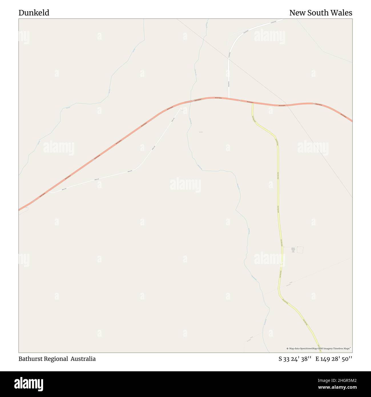 Dunkeld, Bathurst Regional, Australie, Nouvelle-Galles du Sud, S 33 24' 38'', E 149 28' 50'', carte, Timeless Map publié en 2021.Les voyageurs, les explorateurs et les aventuriers comme Florence Nightingale, David Livingstone, Ernest Shackleton, Lewis et Clark et Sherlock Holmes se sont appuyés sur des cartes pour planifier leurs voyages dans les coins les plus reculés du monde. Timeless Maps dresse la carte de la plupart des sites du monde, montrant ainsi la réalisation de grands rêves Banque D'Images