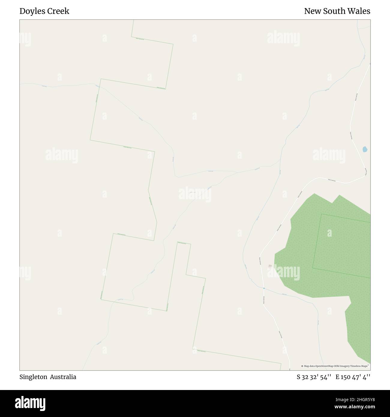 Doyles Creek, Singleton, Australie, Nouvelle-Galles du Sud, S 32 32' 54'', E 150 47' 4'', carte, Timeless Map publié en 2021.Les voyageurs, les explorateurs et les aventuriers comme Florence Nightingale, David Livingstone, Ernest Shackleton, Lewis et Clark et Sherlock Holmes se sont appuyés sur des cartes pour planifier leurs voyages dans les coins les plus reculés du monde. Timeless Maps dresse la carte de la plupart des sites du monde, montrant ainsi la réalisation de grands rêves Banque D'Images