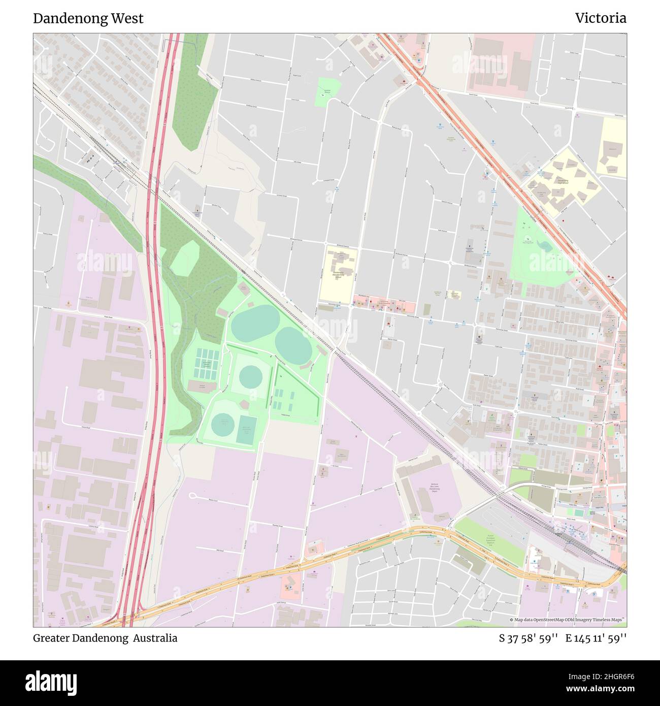 Dandenong West, Greater Dandenong, Australie, Victoria, S 37 58' 59'', E 145 11' 59'', carte, carte intemporelle publiée en 2021.Les voyageurs, les explorateurs et les aventuriers comme Florence Nightingale, David Livingstone, Ernest Shackleton, Lewis et Clark et Sherlock Holmes se sont appuyés sur des cartes pour planifier leurs voyages dans les coins les plus reculés du monde. Timeless Maps dresse la carte de la plupart des sites du monde, montrant ainsi la réalisation de grands rêves Banque D'Images