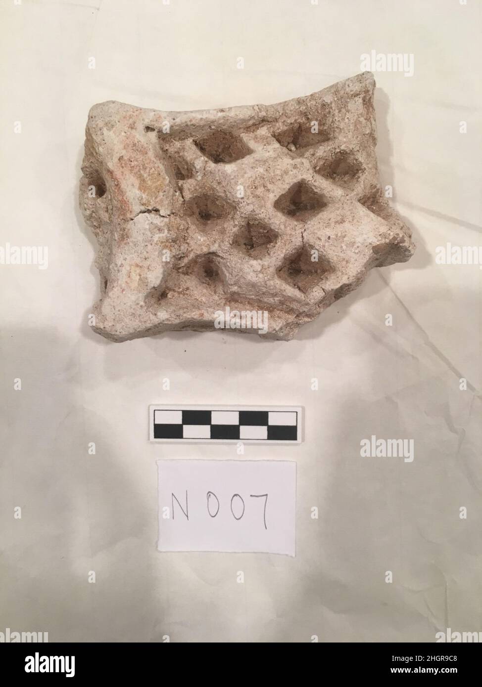 Fragment de stuc probablement 8th–12th siècle.Fragment de stuc. Probablement 8th–12th siècle. Stuc; sculpté et peint.Excavé en Iran, Nishapur.Stuc Banque D'Images