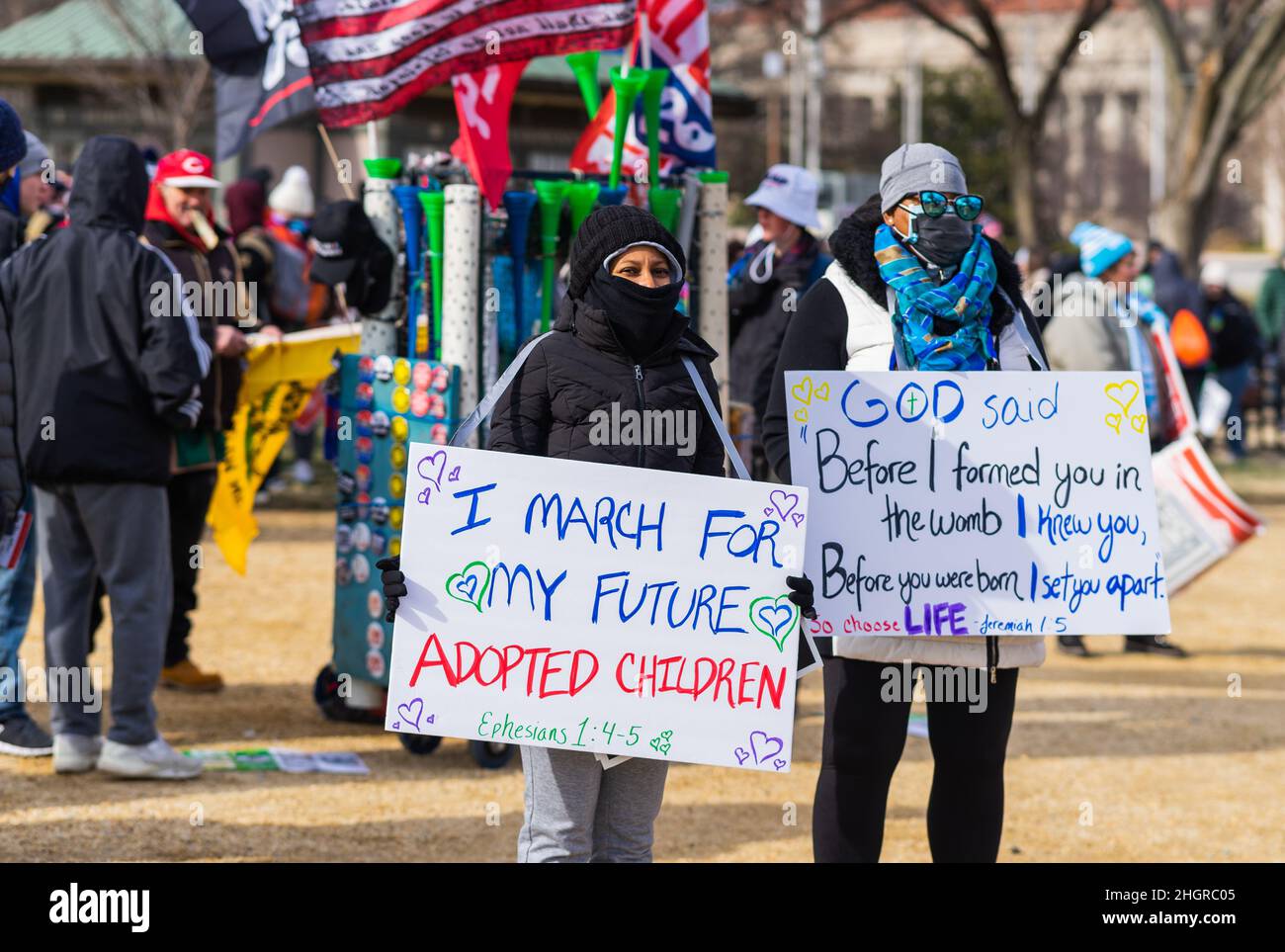 Washington D. C., Washignton, États-Unis.21st janvier 2022.Les militants anti-avortement se sont rassemblés à Washington, DC et ont défilé devant la Cour suprême dans l'espoir de l'renversement de Roe V. Wade.(Image de crédit : © Steve Sanchez/Pacific Press via ZUMA Press Wire) Banque D'Images