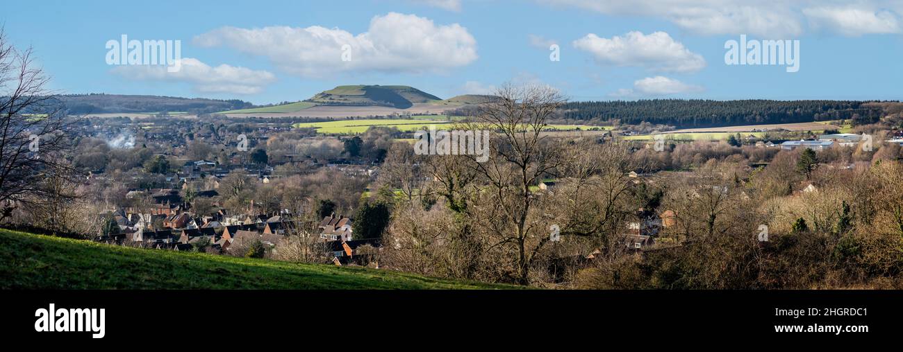 Vue panoramique sur la colline de CLEY vue depuis le sommet de la colline près de Warminster, Wiltshire, Royaume-Uni Banque D'Images