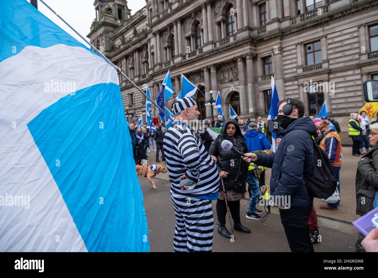 Glasgow, Écosse, Royaume-Uni.22nd janvier 2022.Scottish Independence marche de George Square à travers le centre-ville à Glasgow Green organisé par le groupe tous sous une bannière.Credit: SKULLY/Alay Live News Banque D'Images