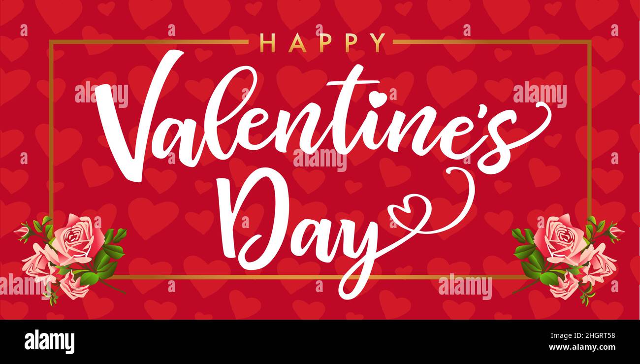 Concept de carte de vœux pour la Saint-Valentin.Congruaux fleuris avec roses rouges.L'idée de la conversion.Modèle de conception graphique abstrait isolé.Création d Illustration de Vecteur