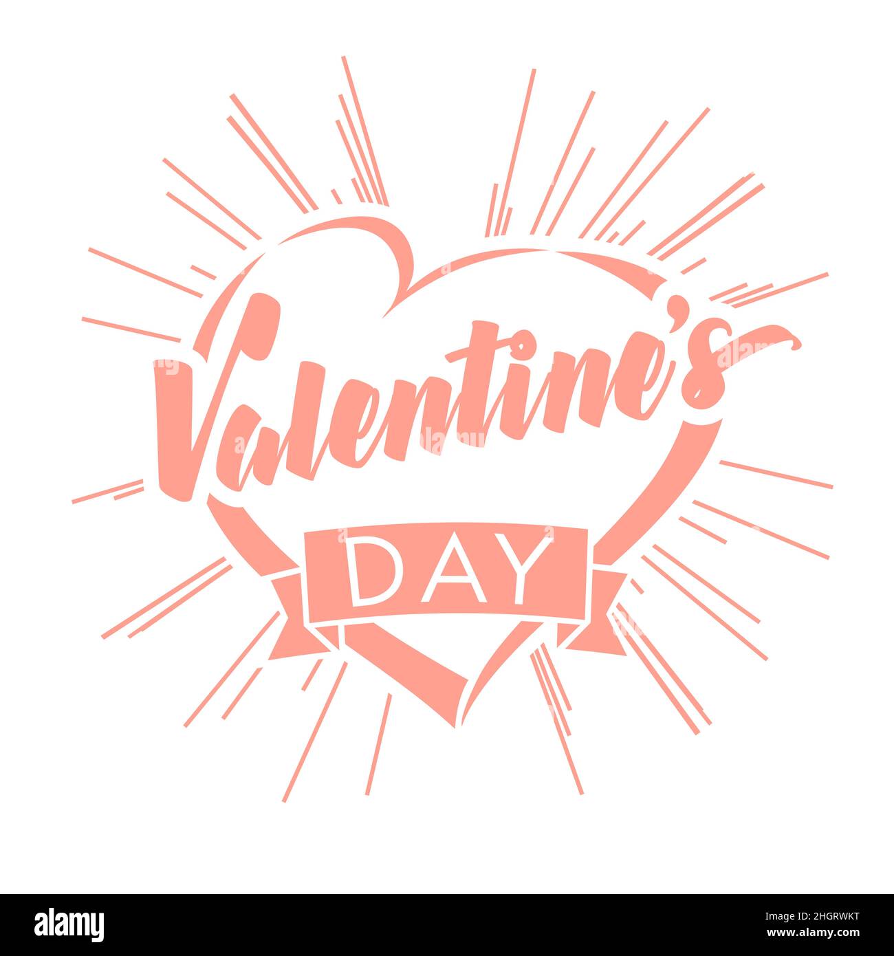 Icône créative de la Saint-Valentin, bannière manuscrite. Bonnes félicitations pour la Saint Valentin. Calligraphie de style dessin à la main. Type décoratif. Graphi abstrait isolé Illustration de Vecteur