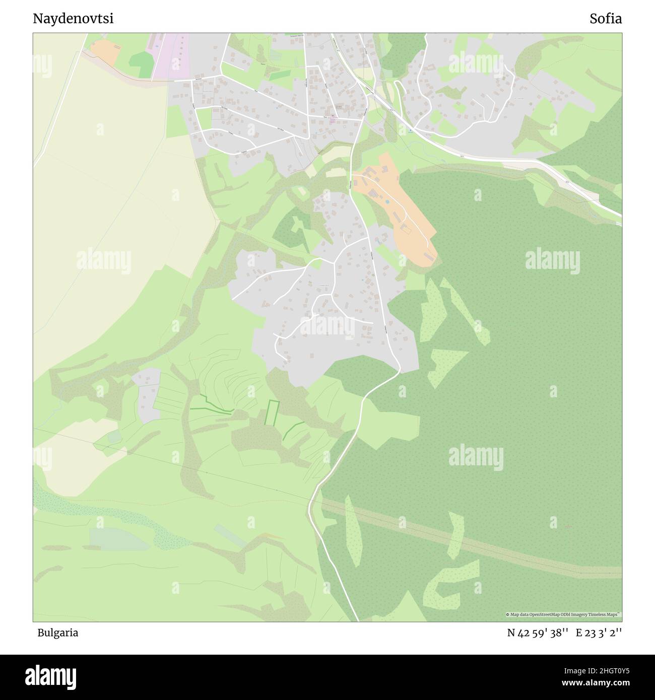 Naydenovtsi, Bulgarie, Sofia, N 42 59' 38'', E 23 3' 2'', carte, carte intemporelle publiée en 2021.Les voyageurs, les explorateurs et les aventuriers comme Florence Nightingale, David Livingstone, Ernest Shackleton, Lewis et Clark et Sherlock Holmes se sont appuyés sur des cartes pour planifier leurs voyages dans les coins les plus reculés du monde. Timeless Maps dresse la carte de la plupart des sites du monde, montrant ainsi la réalisation de grands rêves Banque D'Images