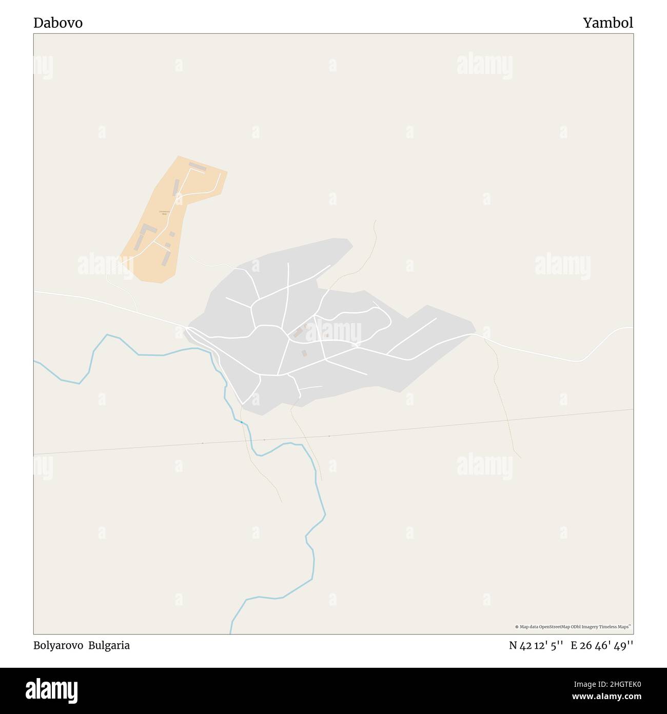 Dabovo, Boolyarovo, Bulgarie, Yambol, N 42 12' 5'', E 26 46' 49'', carte, carte intemporelle publiée en 2021.Les voyageurs, les explorateurs et les aventuriers comme Florence Nightingale, David Livingstone, Ernest Shackleton, Lewis et Clark et Sherlock Holmes se sont appuyés sur des cartes pour planifier leurs voyages dans les coins les plus reculés du monde. Timeless Maps dresse la carte de la plupart des sites du monde, montrant ainsi la réalisation de grands rêves Banque D'Images