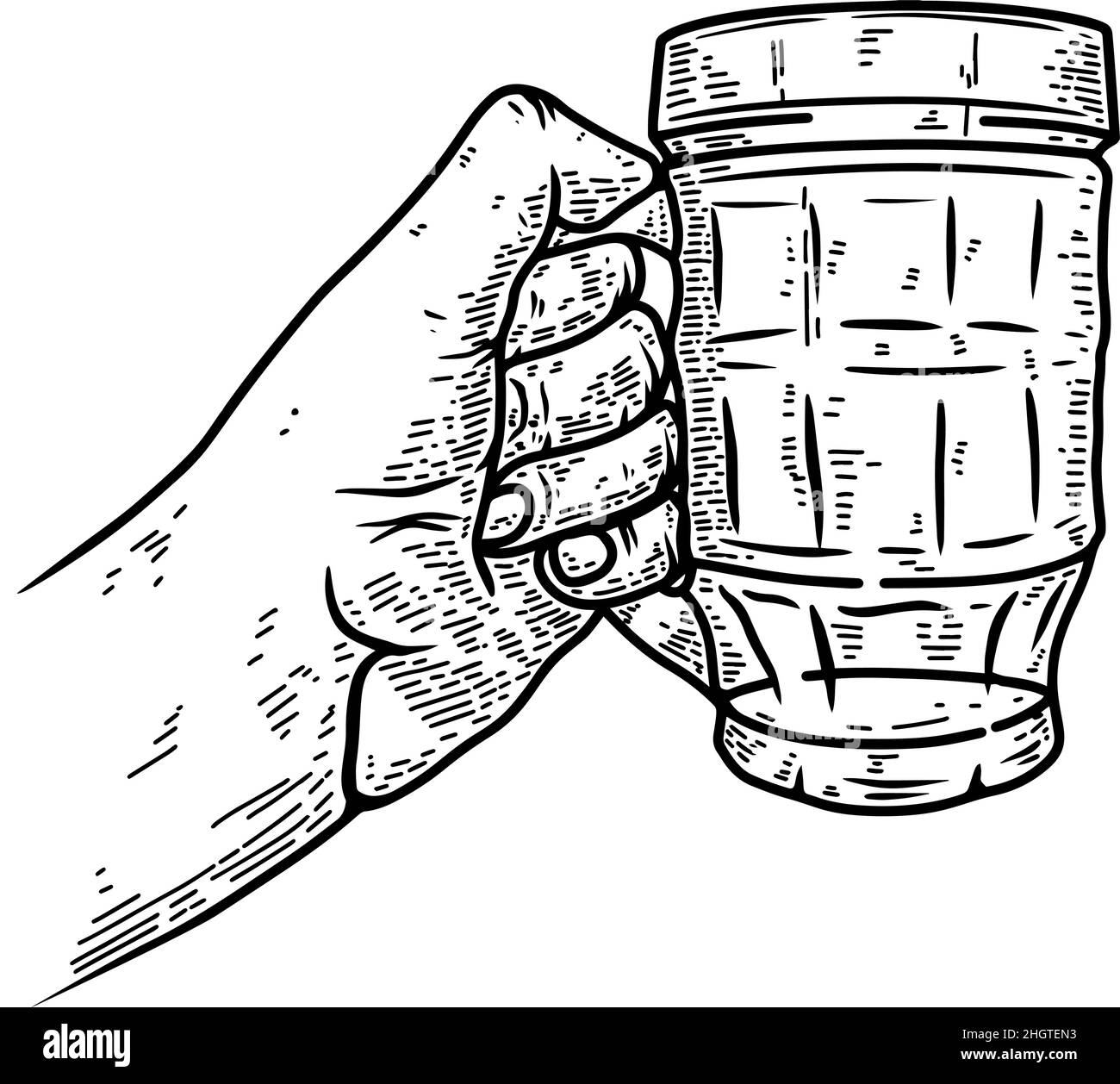 Illustration d'une main avec une tasse à bière.Élément de conception pour affiche, carte, bannière, menu.Illustration vectorielle Illustration de Vecteur