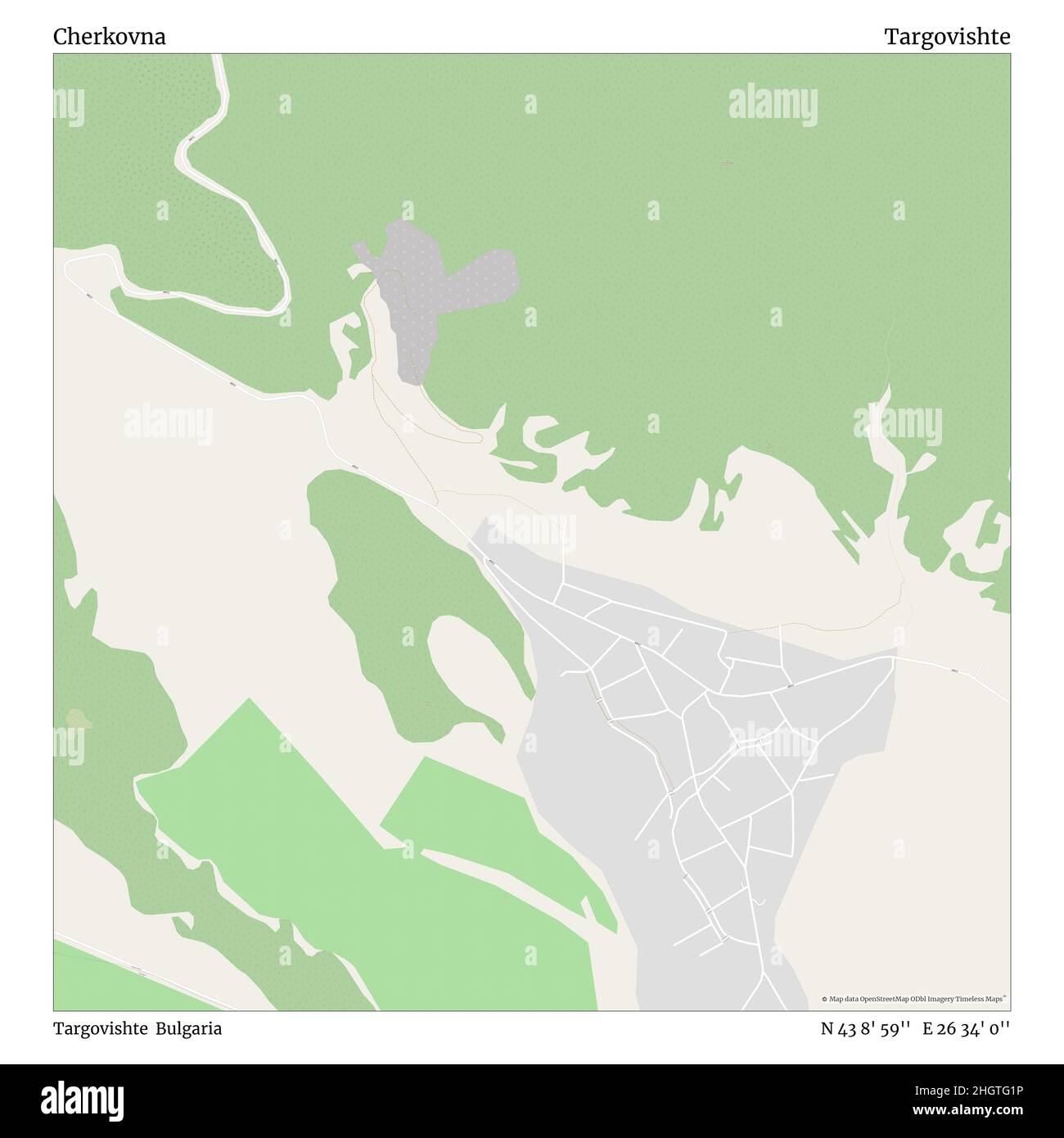Cherkovna, Targovishte, Bulgarie, Targovishte, N 43 8' 59'', E 26 34' 0'', carte, carte intemporelle publiée en 2021.Les voyageurs, les explorateurs et les aventuriers comme Florence Nightingale, David Livingstone, Ernest Shackleton, Lewis et Clark et Sherlock Holmes se sont appuyés sur des cartes pour planifier leurs voyages dans les coins les plus reculés du monde. Timeless Maps dresse la carte de la plupart des sites du monde, montrant ainsi la réalisation de grands rêves Banque D'Images
