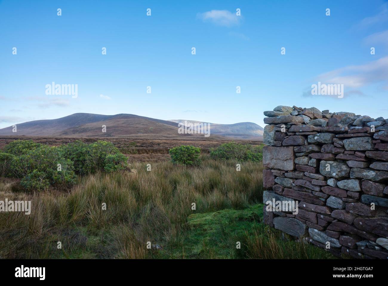 Ruine au bord du parc national de Wild Nephin en Irlande.Il est situé sur la côte ouest dans le nord-ouest de Mayo. Banque D'Images