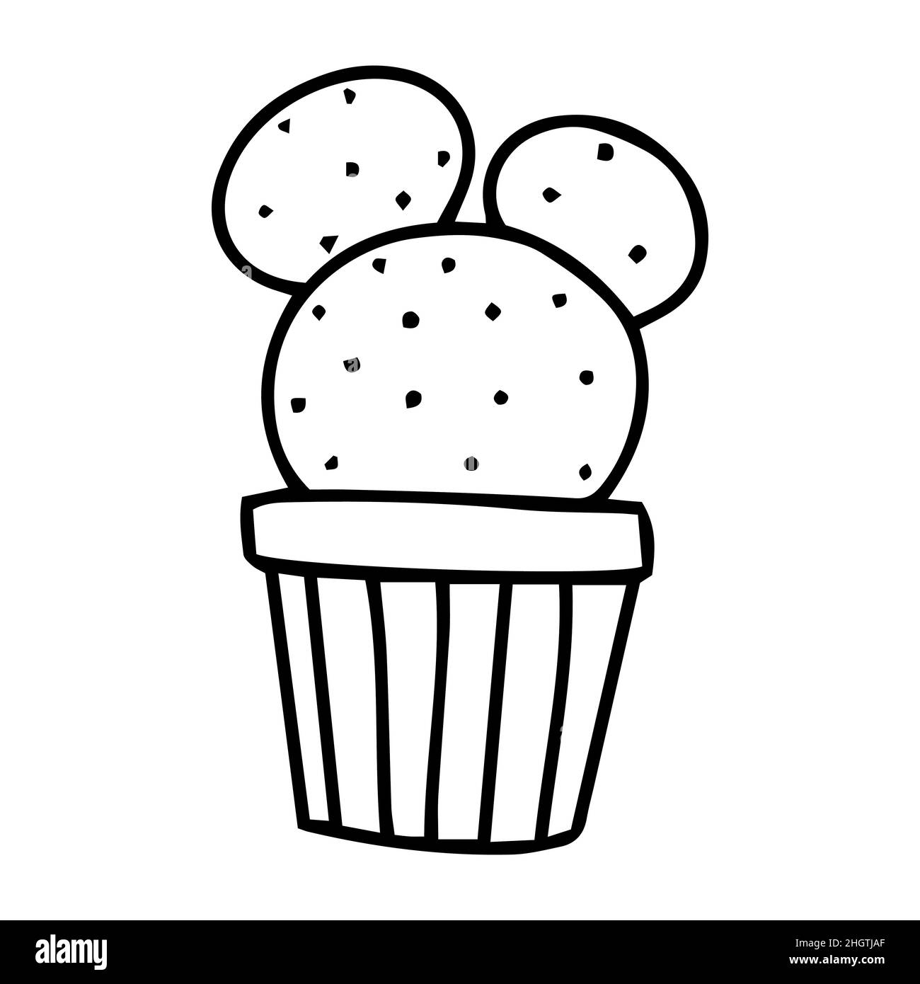 Cactus à nouilles dessinés à la main dans un pot. Vecteur décoratif cactus d'intérieur et de bureau. doodle plantes illustration isolée sur un fond blanc. Logo Illustration de Vecteur