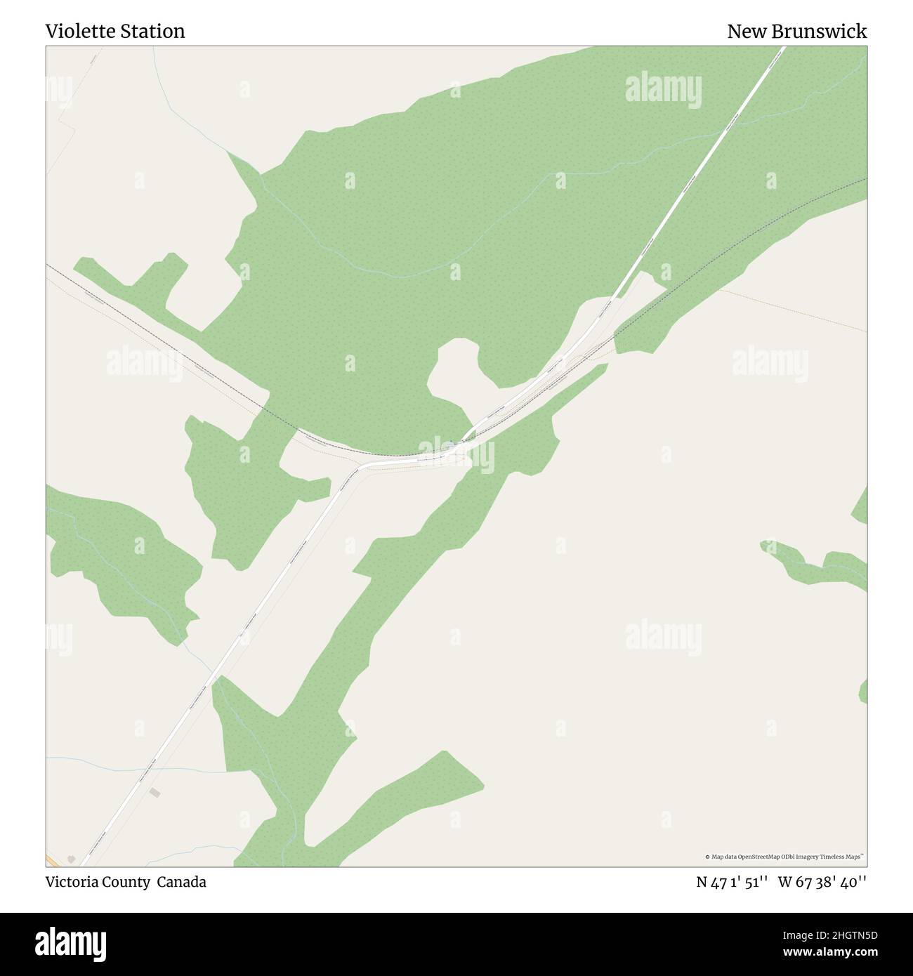 Violette Station, comté de Victoria, Canada, Nouveau-Brunswick, N 47 1' 51'', W 67 38' 40'', carte, Timeless carte publiée en 2021.Les voyageurs, les explorateurs et les aventuriers comme Florence Nightingale, David Livingstone, Ernest Shackleton, Lewis et Clark et Sherlock Holmes se sont appuyés sur des cartes pour planifier leurs voyages dans les coins les plus reculés du monde. Timeless Maps dresse la carte de la plupart des sites du monde, montrant ainsi la réalisation de grands rêves Banque D'Images