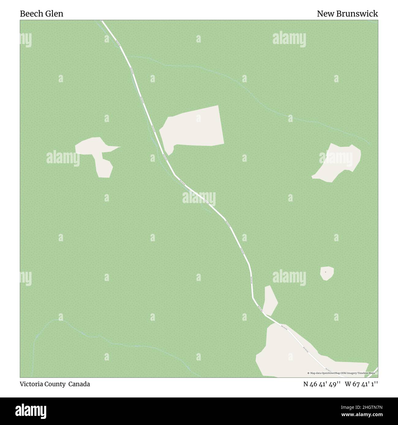 Beech Glen, comté de Victoria, Canada, Nouveau-Brunswick, N 46 41' 49'', W 67 41' 1'', carte, carte intemporelle publiée en 2021.Les voyageurs, les explorateurs et les aventuriers comme Florence Nightingale, David Livingstone, Ernest Shackleton, Lewis et Clark et Sherlock Holmes se sont appuyés sur des cartes pour planifier leurs voyages dans les coins les plus reculés du monde. Timeless Maps dresse la carte de la plupart des sites du monde, montrant ainsi la réalisation de grands rêves Banque D'Images