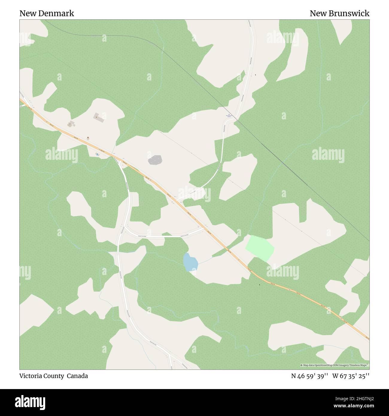 New Denmark, Victoria County, Canada, Nouveau-Brunswick, N 46 59' 39'', W 67 35' 25'', carte, Timeless carte publiée en 2021.Les voyageurs, les explorateurs et les aventuriers comme Florence Nightingale, David Livingstone, Ernest Shackleton, Lewis et Clark et Sherlock Holmes se sont appuyés sur des cartes pour planifier leurs voyages dans les coins les plus reculés du monde. Timeless Maps dresse la carte de la plupart des sites du monde, montrant ainsi la réalisation de grands rêves Banque D'Images