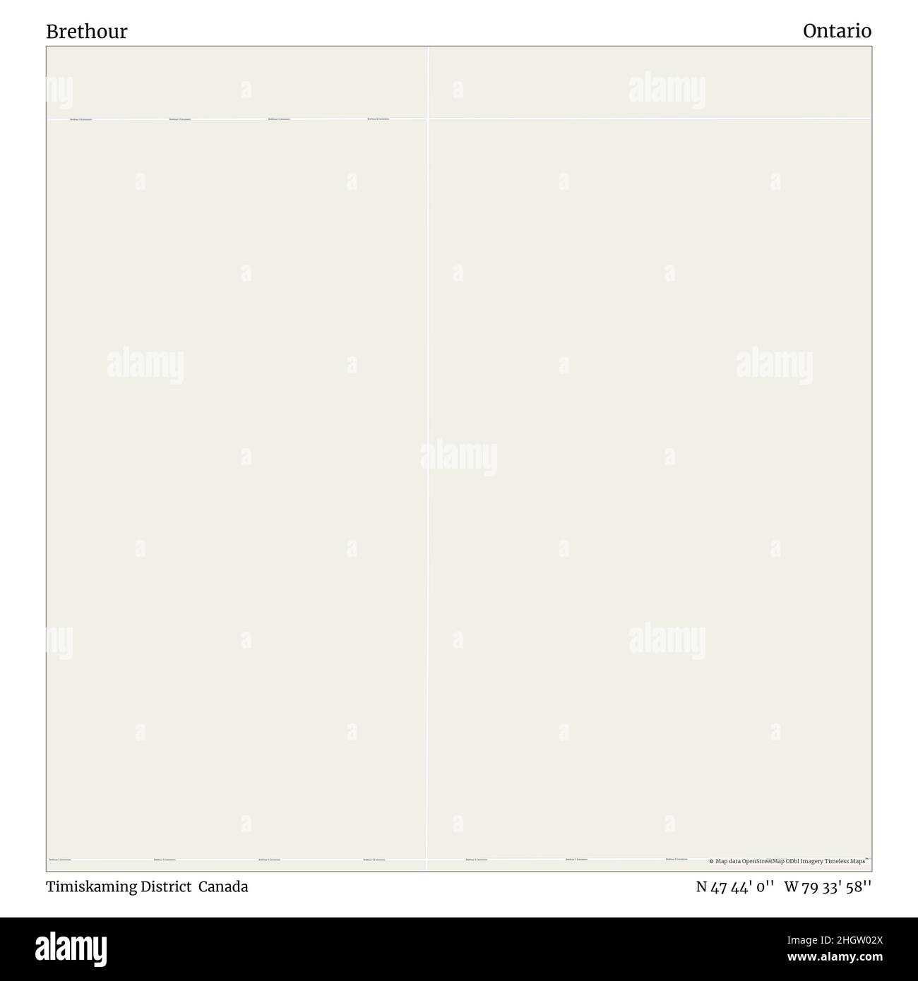 Brethour, district de Timiskaming, Canada, Ontario, N 47 44' 0'', W 79 33' 58'', carte, Timeless carte publiée en 2021.Les voyageurs, les explorateurs et les aventuriers comme Florence Nightingale, David Livingstone, Ernest Shackleton, Lewis et Clark et Sherlock Holmes se sont appuyés sur des cartes pour planifier leurs voyages dans les coins les plus reculés du monde. Timeless Maps dresse la carte de la plupart des sites du monde, montrant ainsi la réalisation de grands rêves Banque D'Images