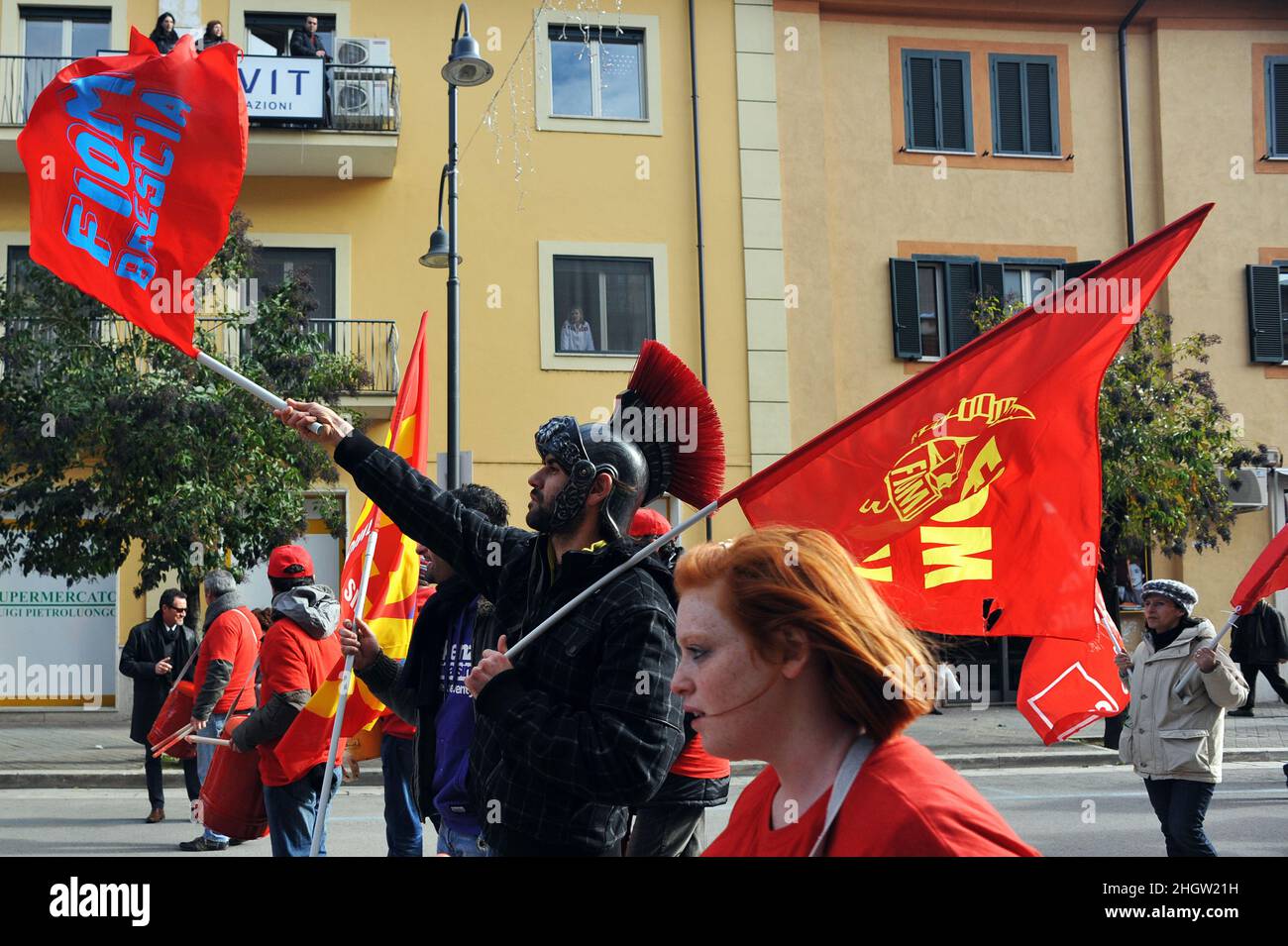 Cassino, Italie 28/01/2011: FIOM GGIL démonstration de sidérurgistes.©Andrea Sabbadini Banque D'Images